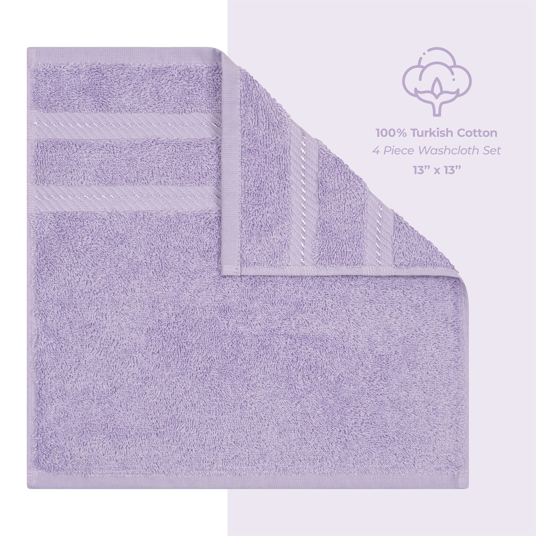 American Soft Linen 100% Turkish Cotton 4 Piece Washcloth Set - Wholesale - lilac-4