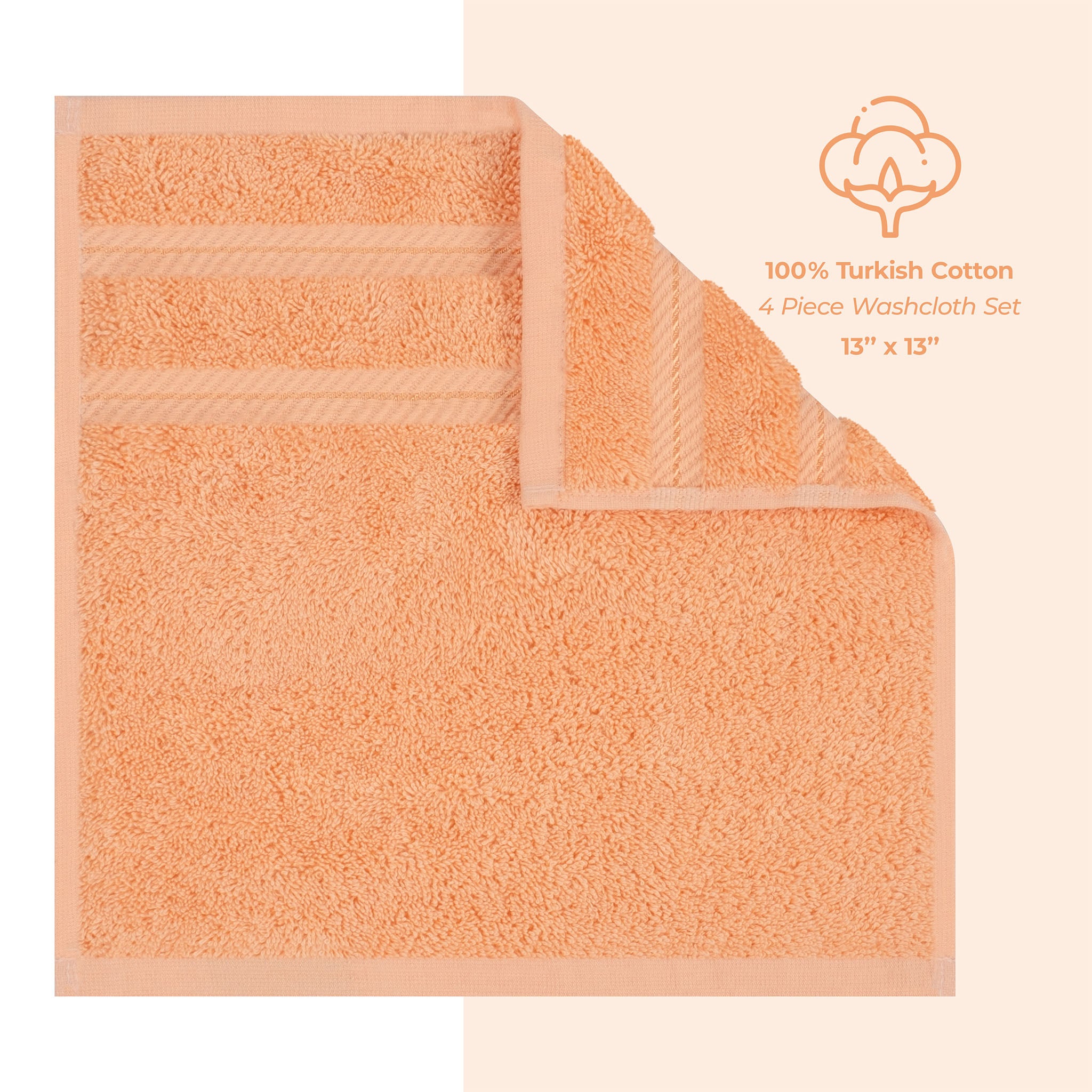 American Soft Linen 100% Turkish Cotton 4 Piece Washcloth Set - Wholesale - malibu-peach-4