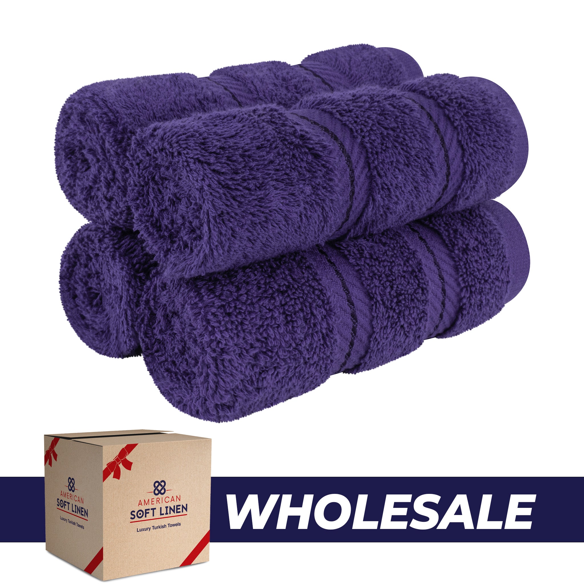  American Soft Linen 100% Turkish Cotton 4 Piece Washcloth Set - Wholesale - purple-0