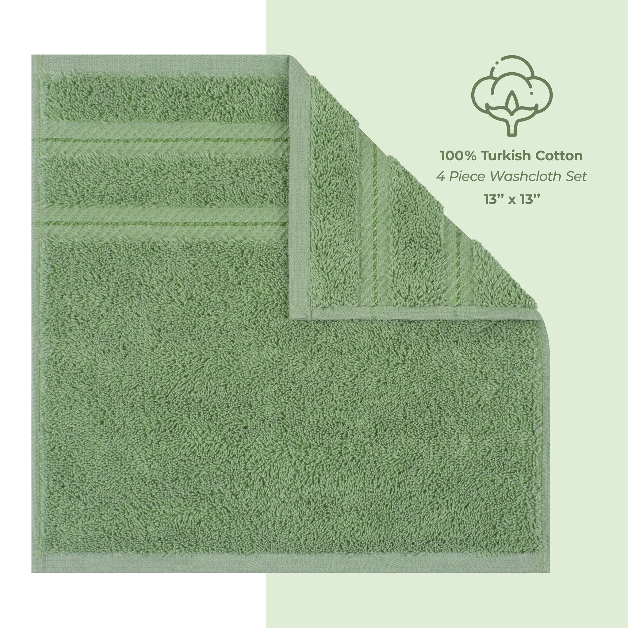 American Soft Linen 100% Turkish Cotton 4 Piece Washcloth Set - Wholesale - sage-green-4