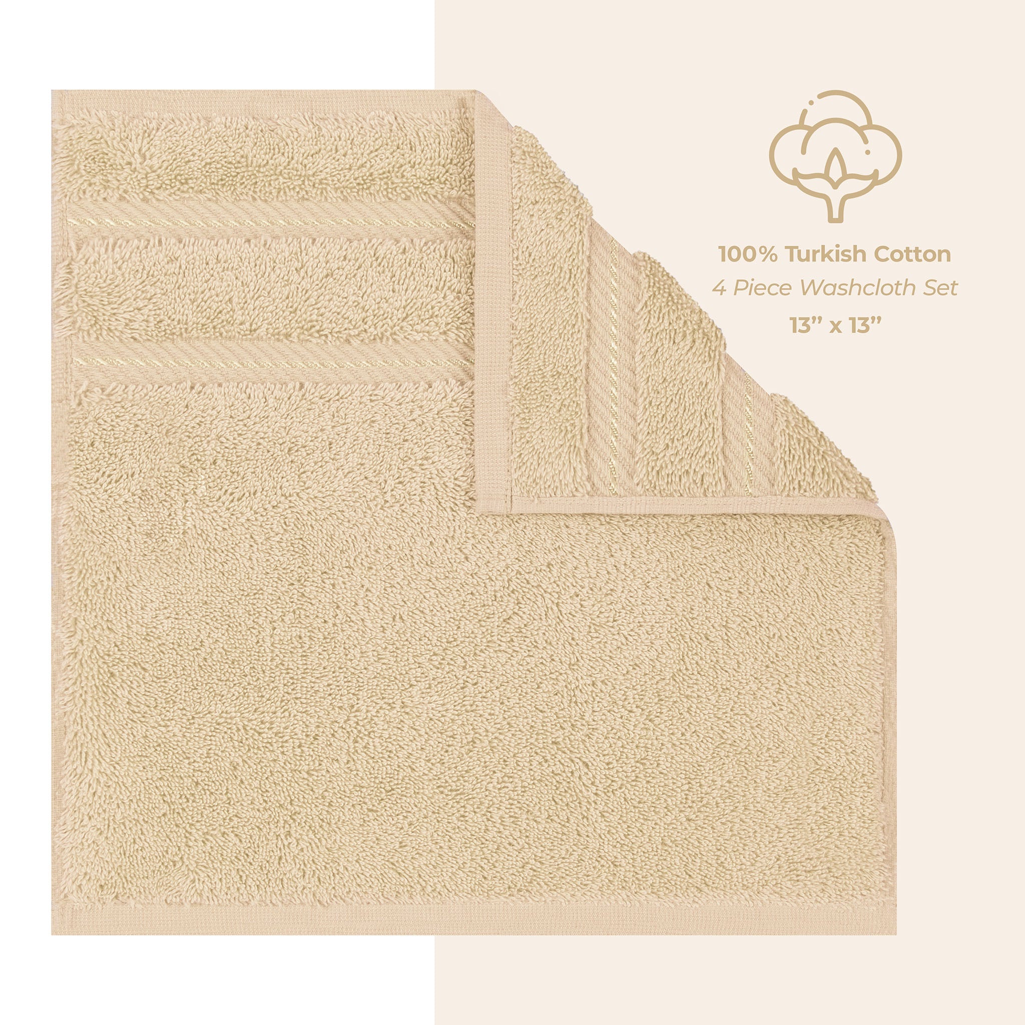 American Soft Linen 100% Turkish Cotton 4 Piece Washcloth Set - Wholesale - sand-taupe-4