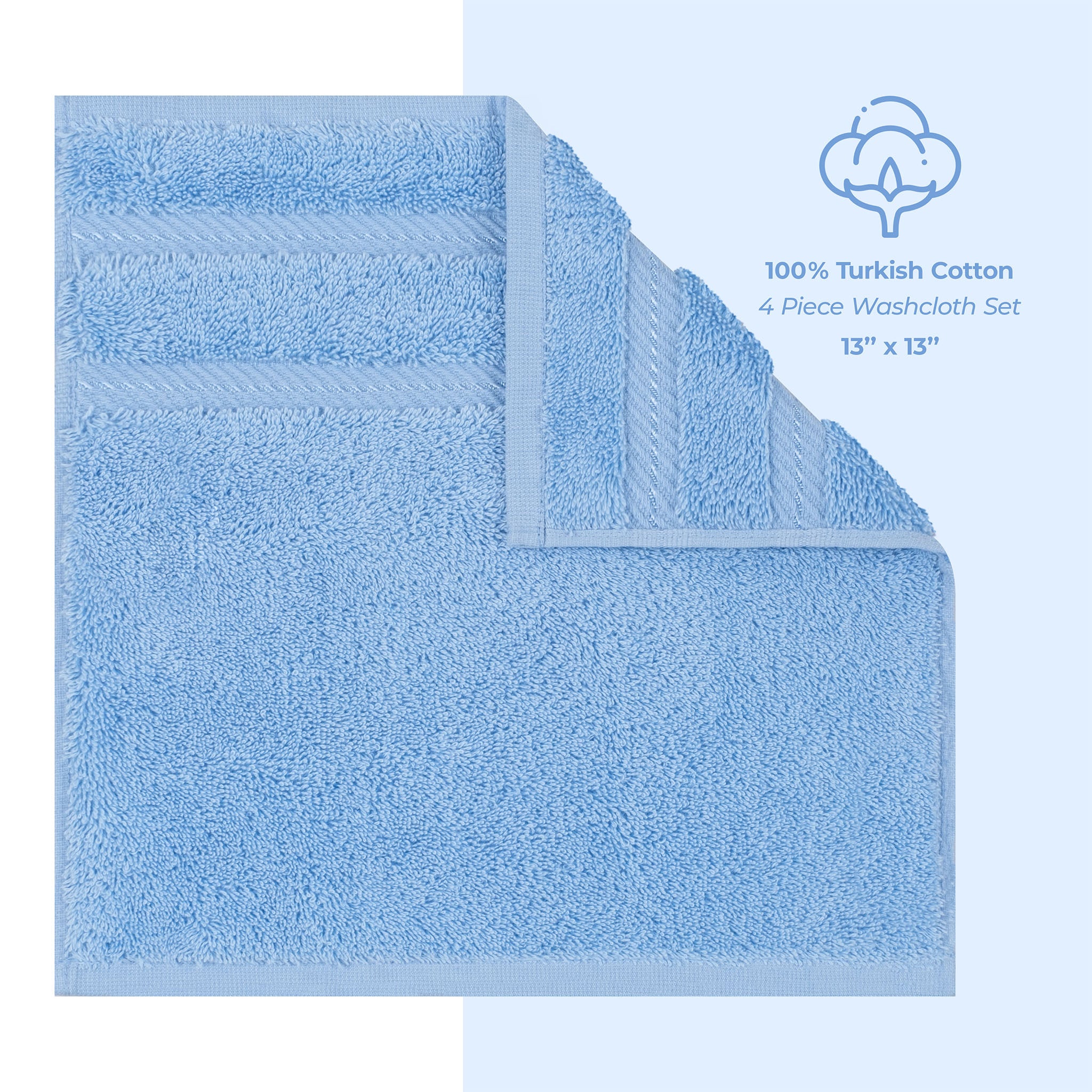 American Soft Linen 100% Turkish Cotton 4 Piece Washcloth Set - Wholesale - sky-blue-4