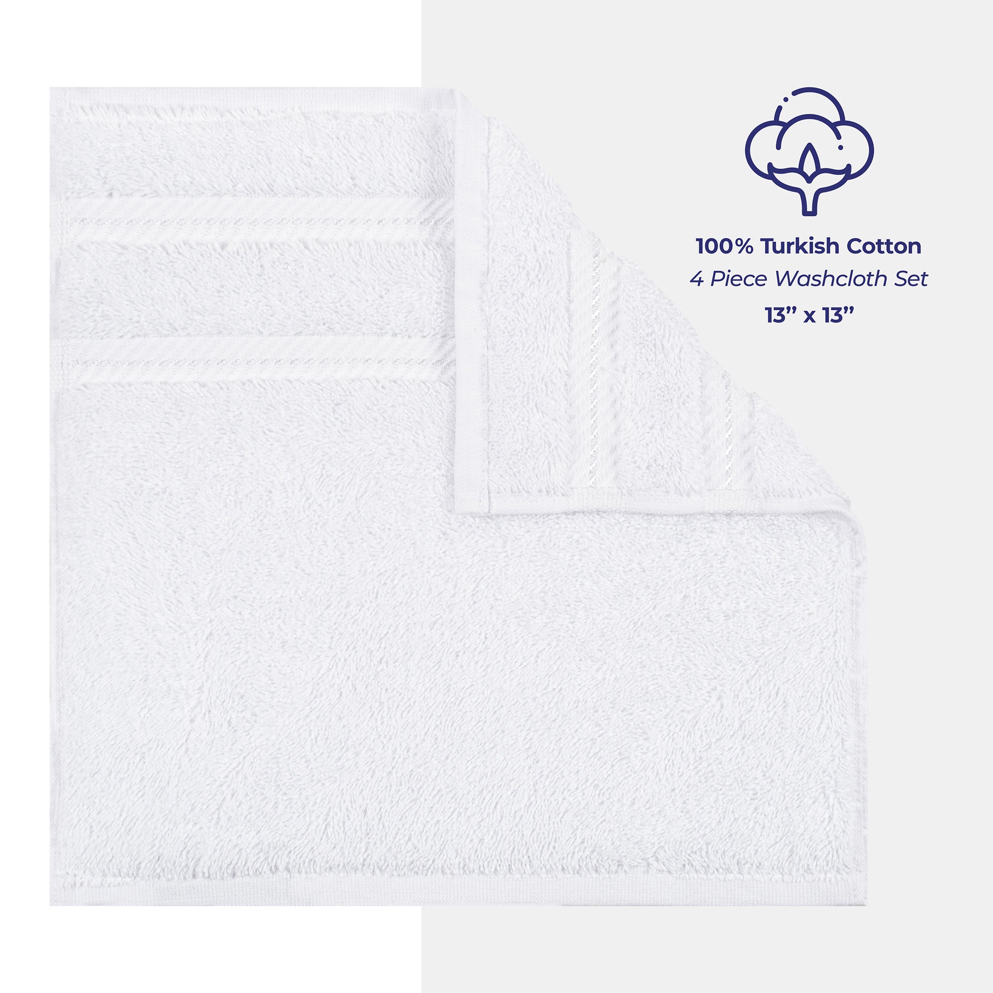 American Soft Linen 100% Turkish Cotton 4 Piece Washcloth Set - Wholesale - white-4