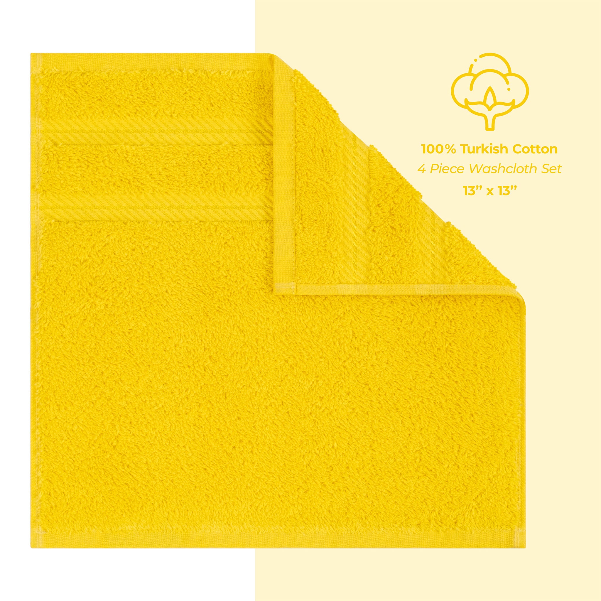 American Soft Linen 100% Turkish Cotton 4 Piece Washcloth Set - Wholesale - yellow-4
