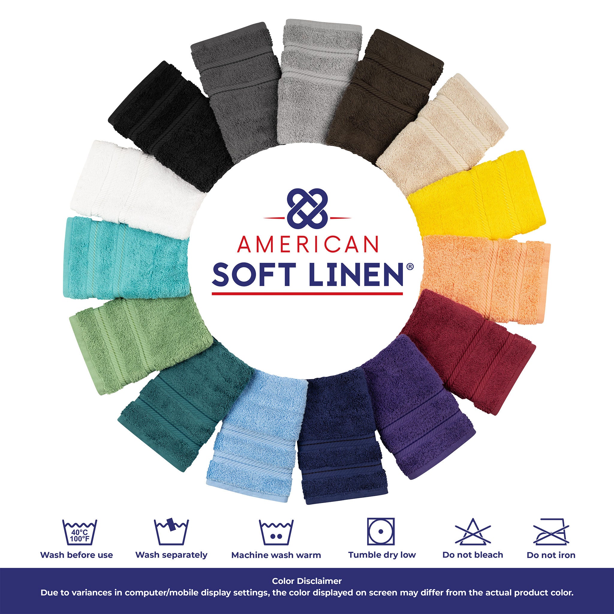 American Soft Linen 100% Turkish Cotton 4 Piece Washcloth Set navy-blue-8
