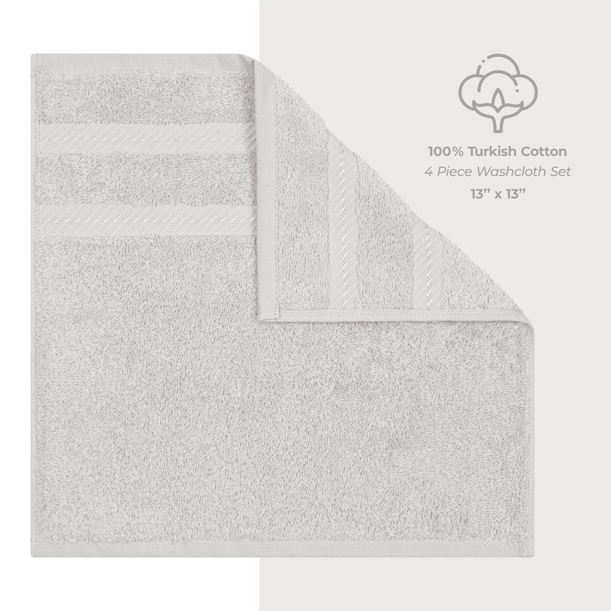 American Soft Linen 100% Turkish Cotton 4 Piece Washcloth Set silver-gray-4