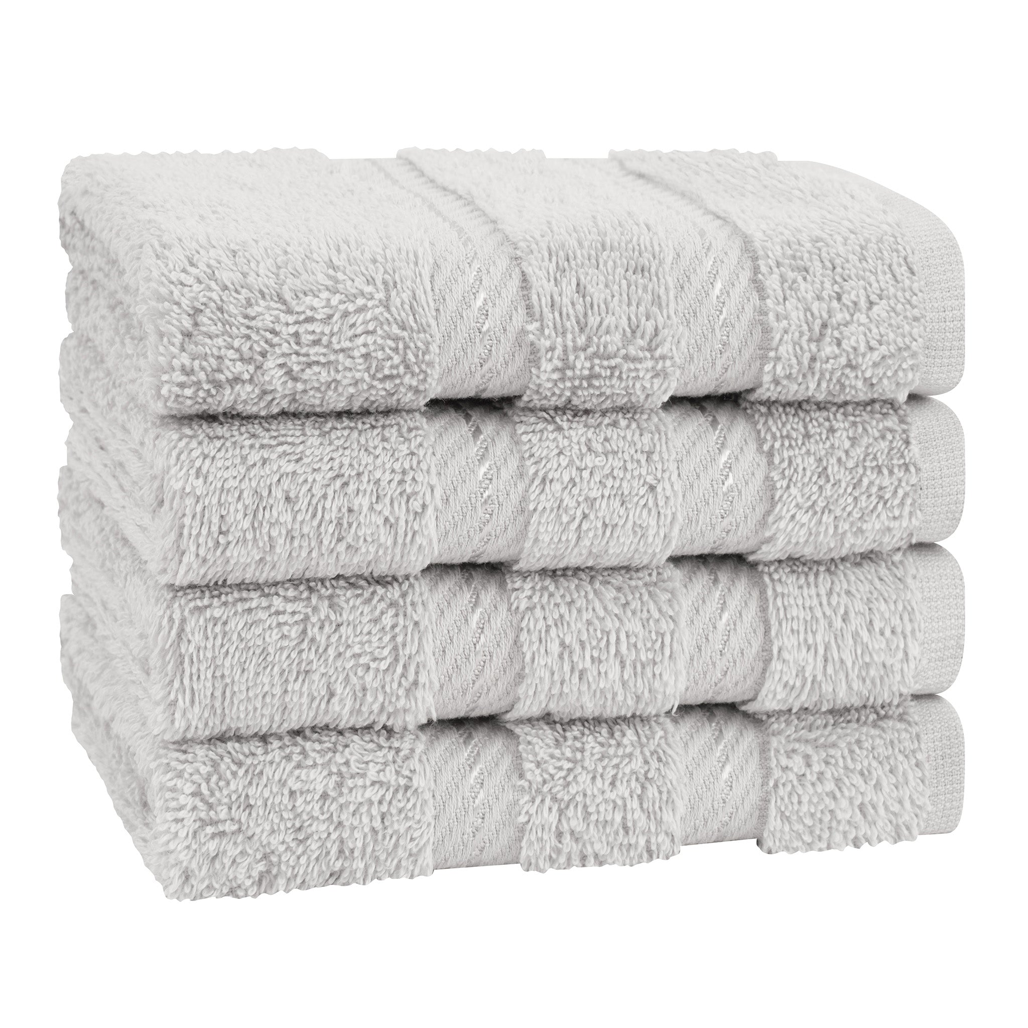 American Soft Linen 100% Turkish Cotton 4 Piece Washcloth Set silver-gray-6