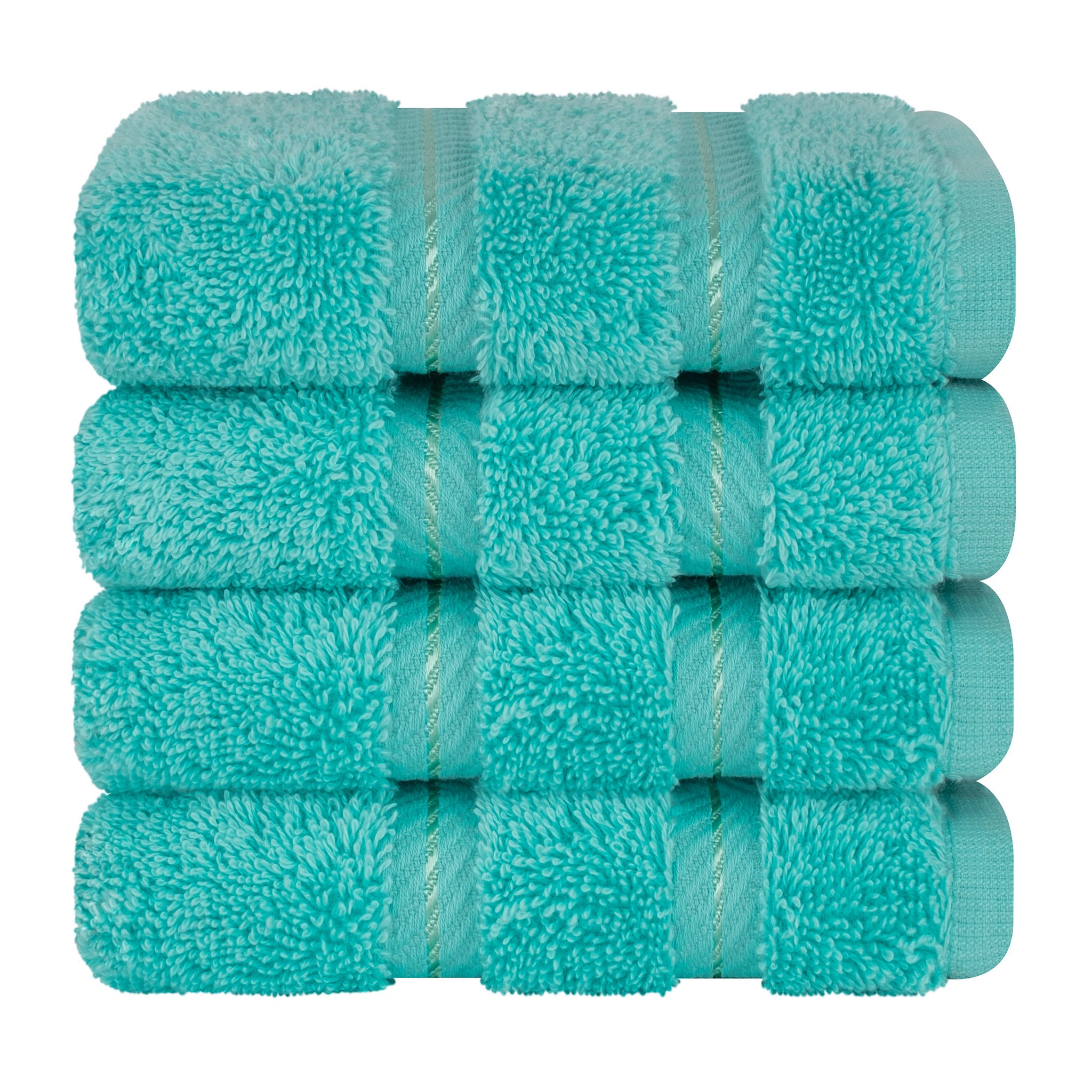 American Soft Linen 100% Turkish Cotton 4 Piece Washcloth Set turquoise-blue-7