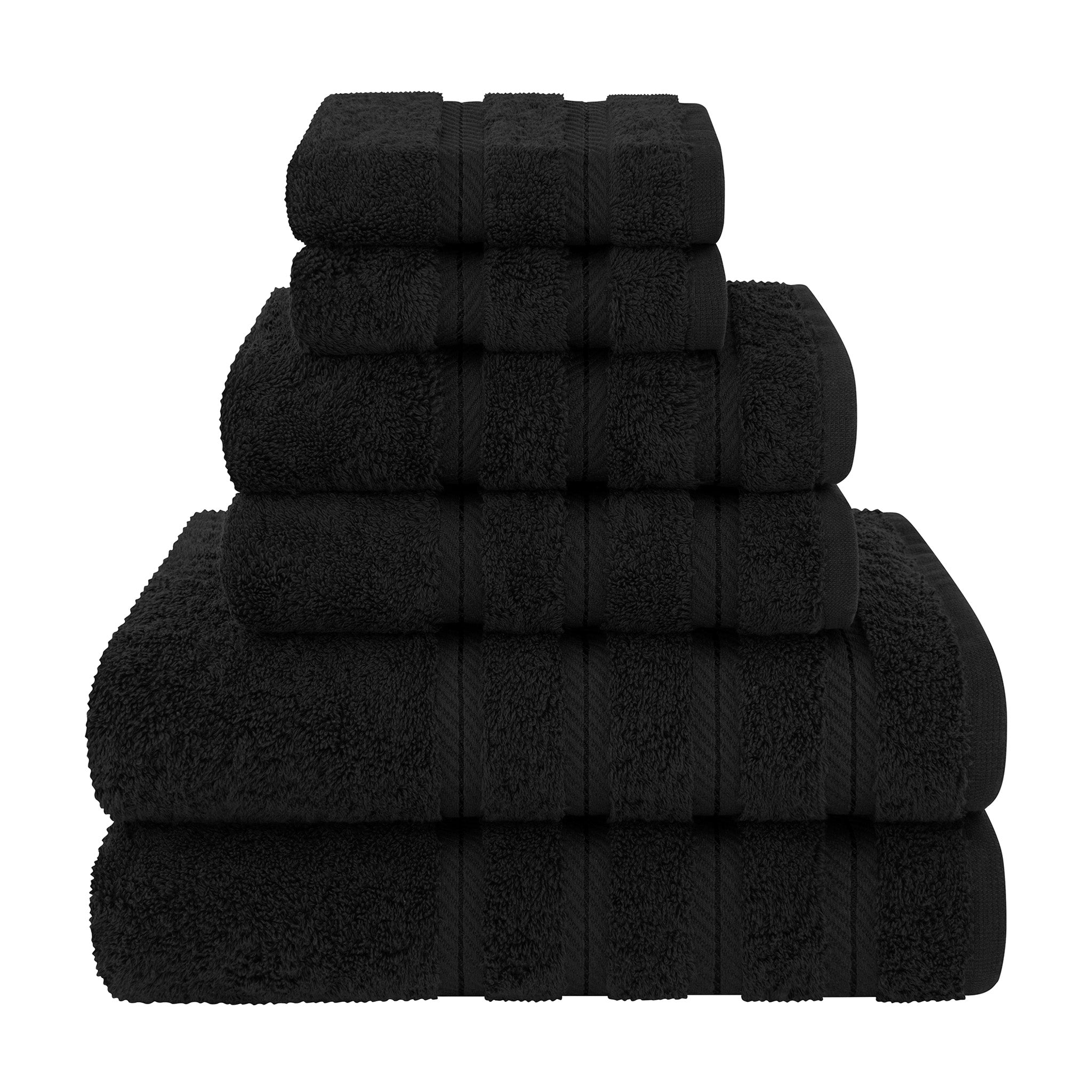 American Soft Linen 100% Turkish Cotton 6 Piece Towel Set Wholesale black-1