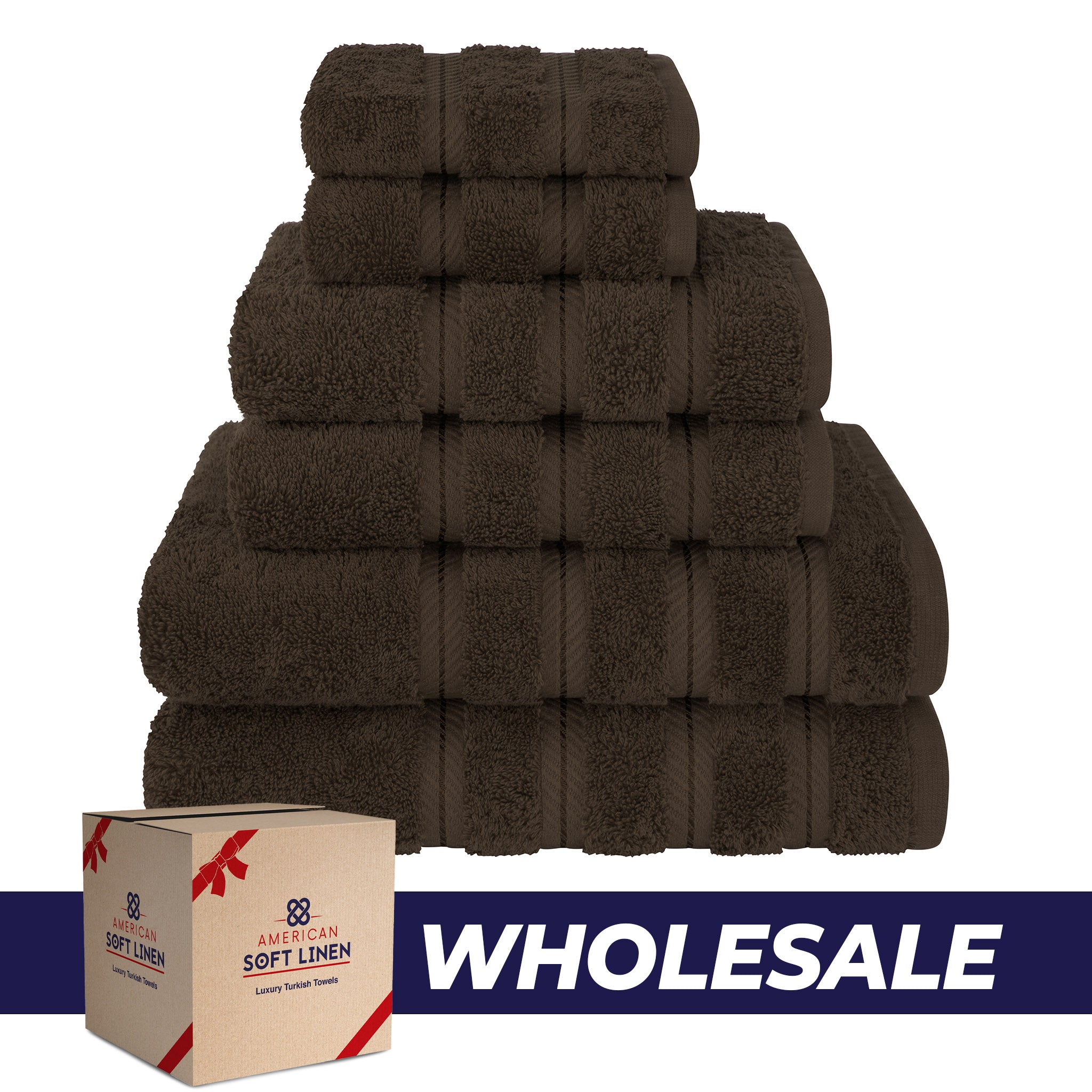 American Soft Linen 100% Turkish Cotton 6 Piece Towel Set Wholesale chocolate-brown-0