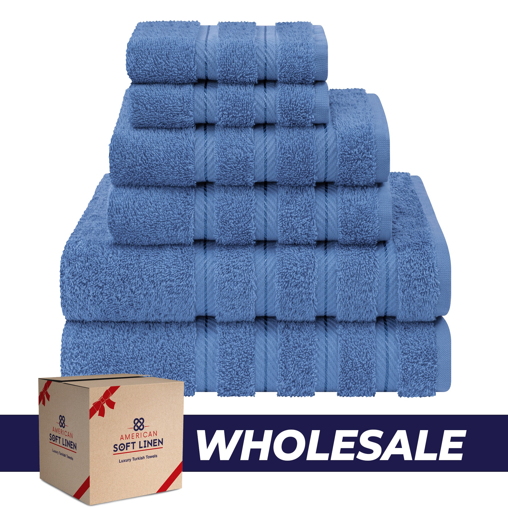 American Soft Linen 100% Turkish Cotton 6 Piece Towel Set Wholesale electric-blue-0