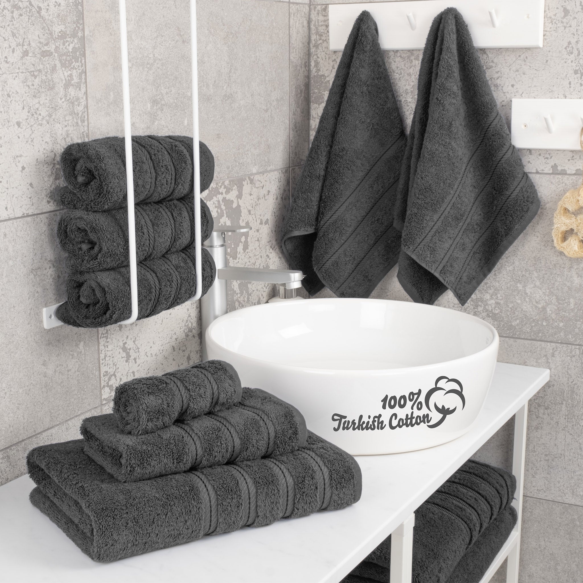 American Soft Linen 100% Turkish Cotton 6 Piece Towel Set Wholesale gray-2
