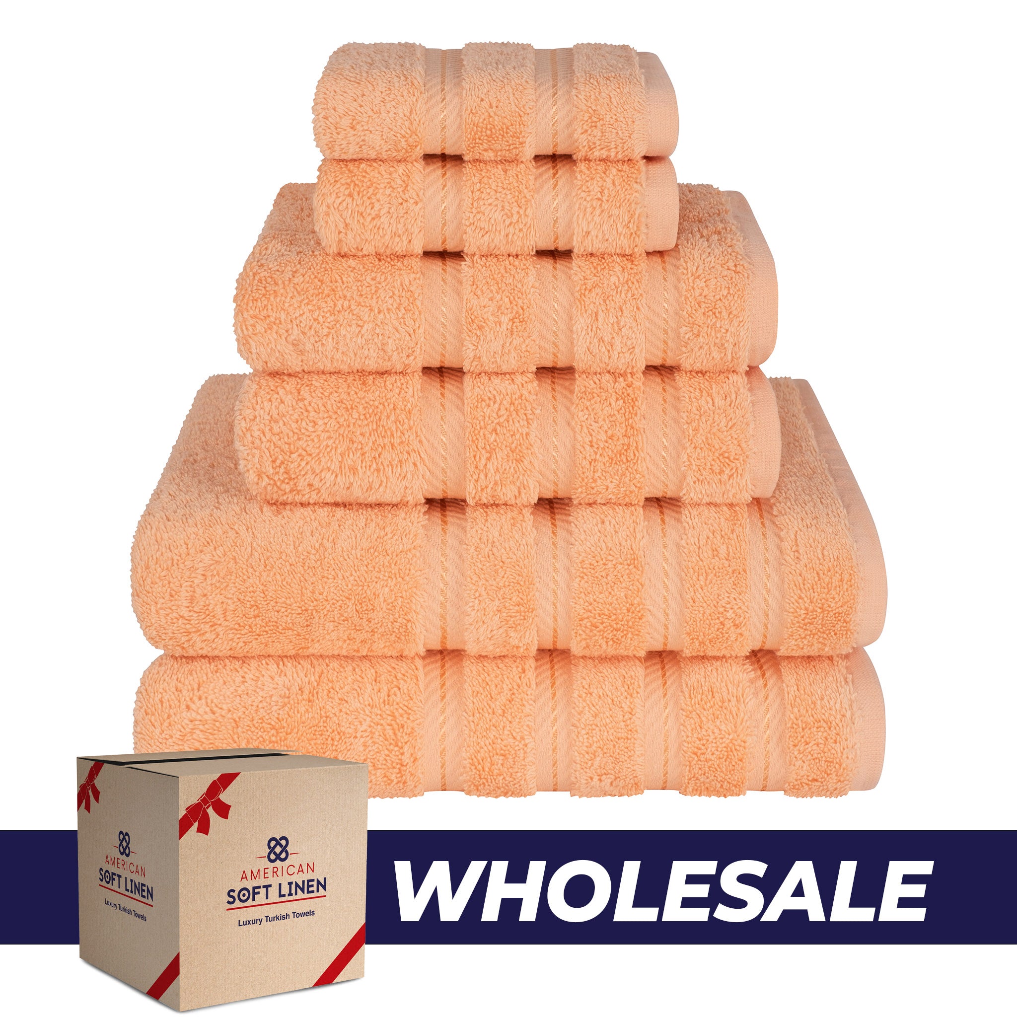 American Soft Linen 100% Turkish Cotton 6 Piece Towel Set Wholesale malibu-peach-0