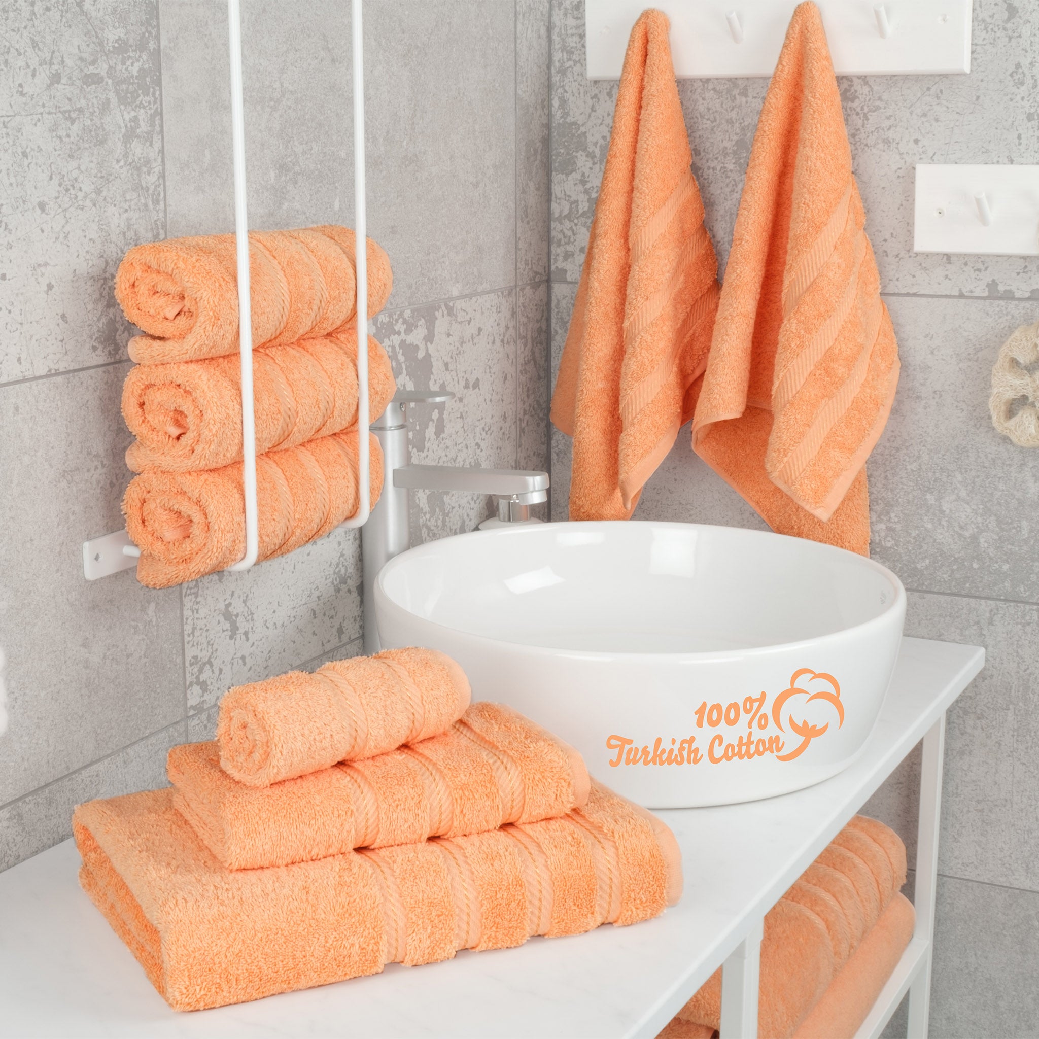 American Soft Linen 100% Turkish Cotton 6 Piece Towel Set Wholesale malibu-peach-2