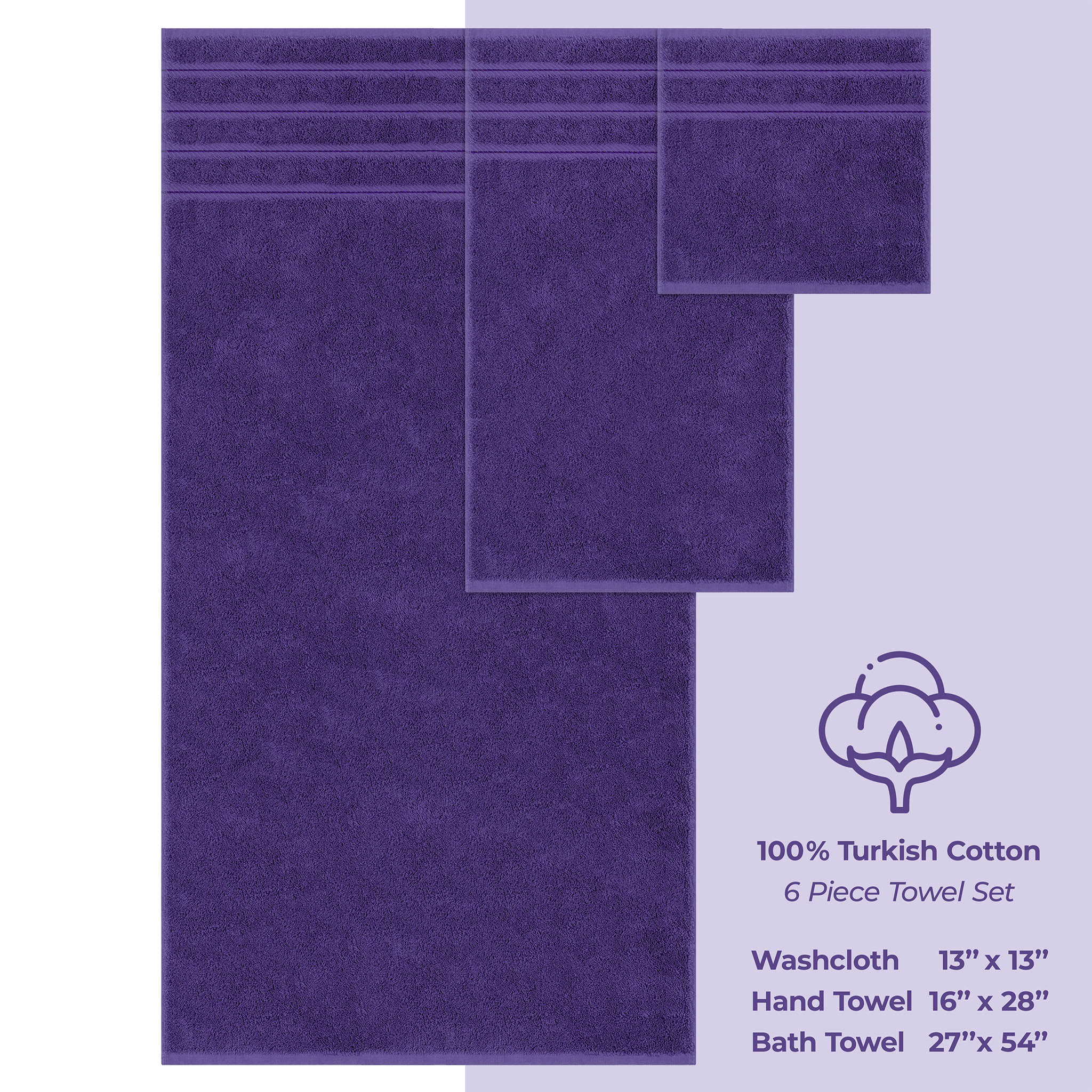 American Soft Linen 100% Turkish Cotton 6 Piece Towel Set Wholesale purple-4