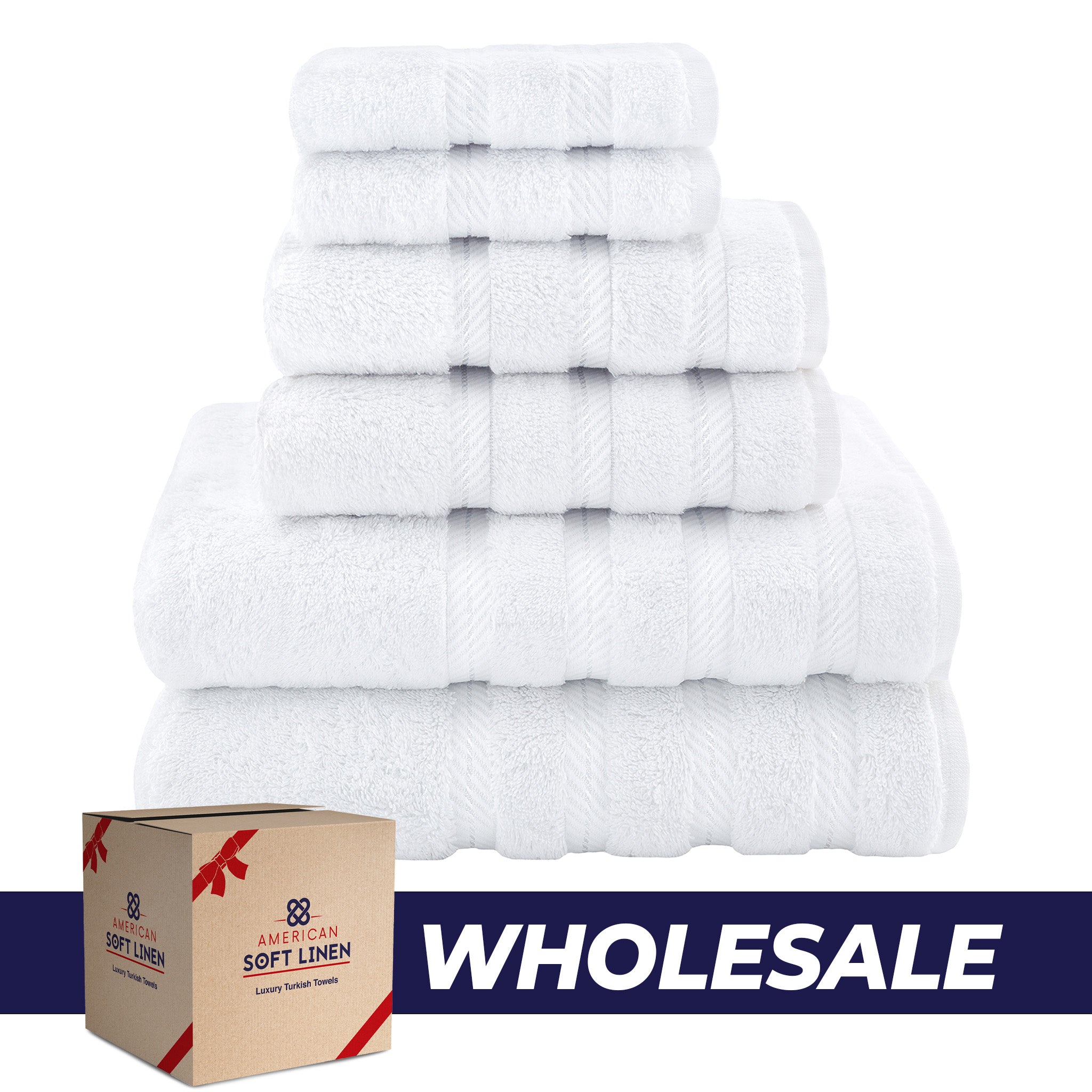 American Soft Linen 100% Turkish Cotton 6 Piece Towel Set Wholesale white-0