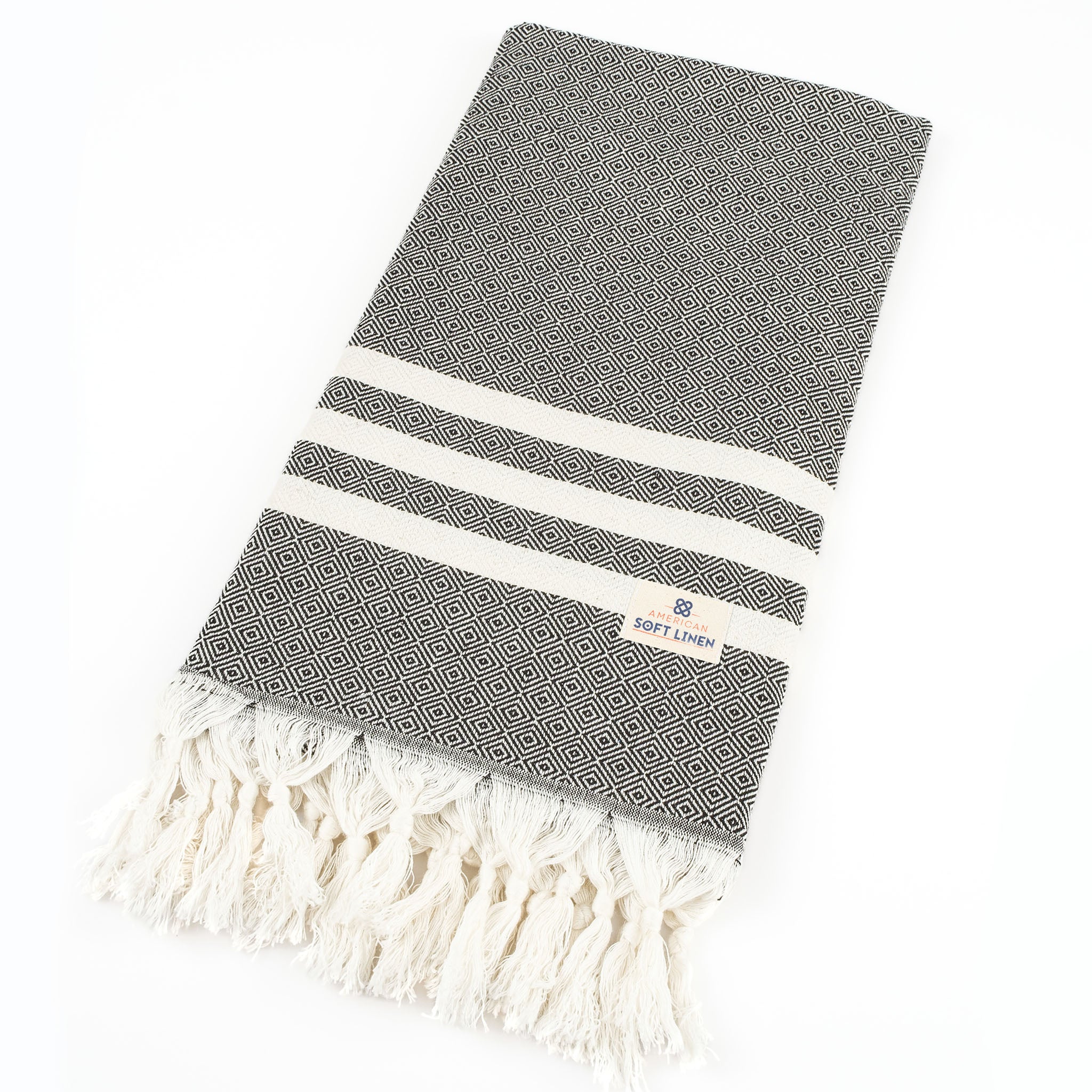 American Soft Linen 100% Bamboo Turkish Peshtemal Towels -black-5