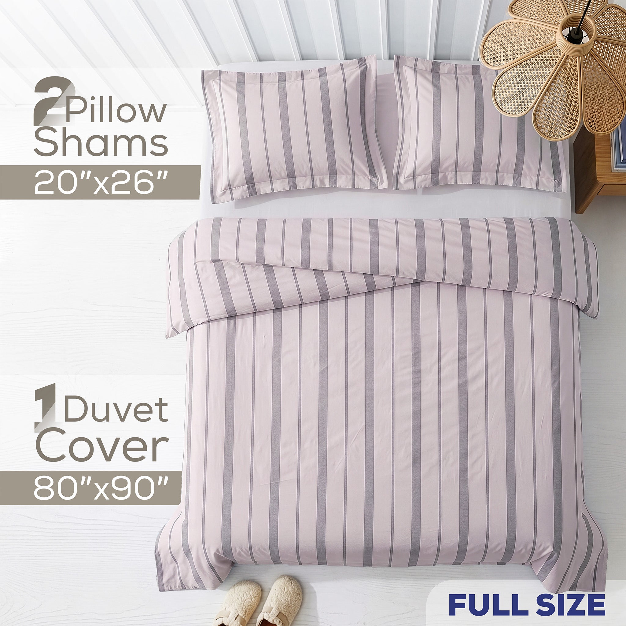 Wholesale 100% Washed Cotton Percale Duvet Cover Set – 200TC Yarn-Dyed Striped Hotel Bedding Set