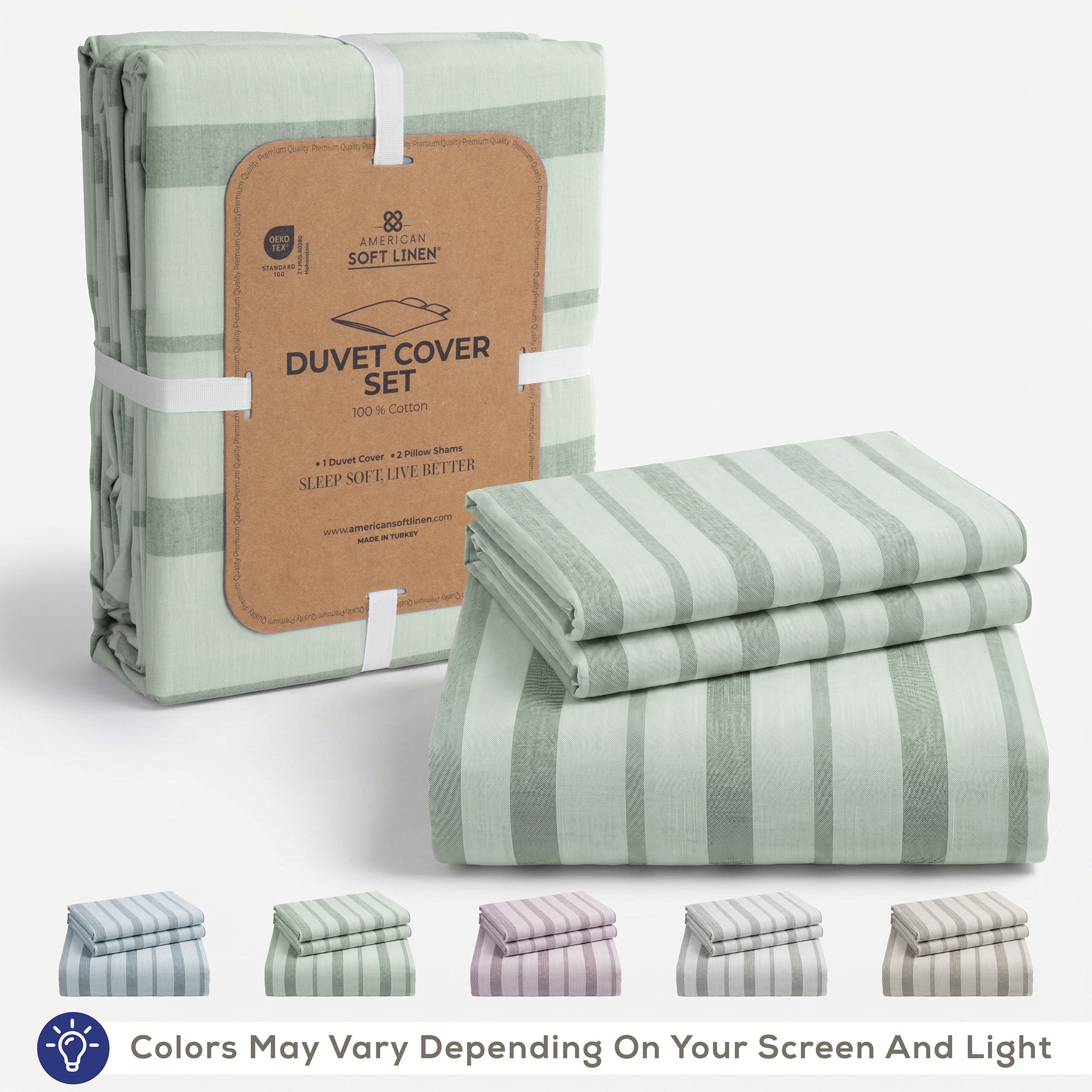 Wholesale 100% Washed Cotton Percale Duvet Cover Set – 200TC Yarn-Dyed Striped Hotel Bedding Set