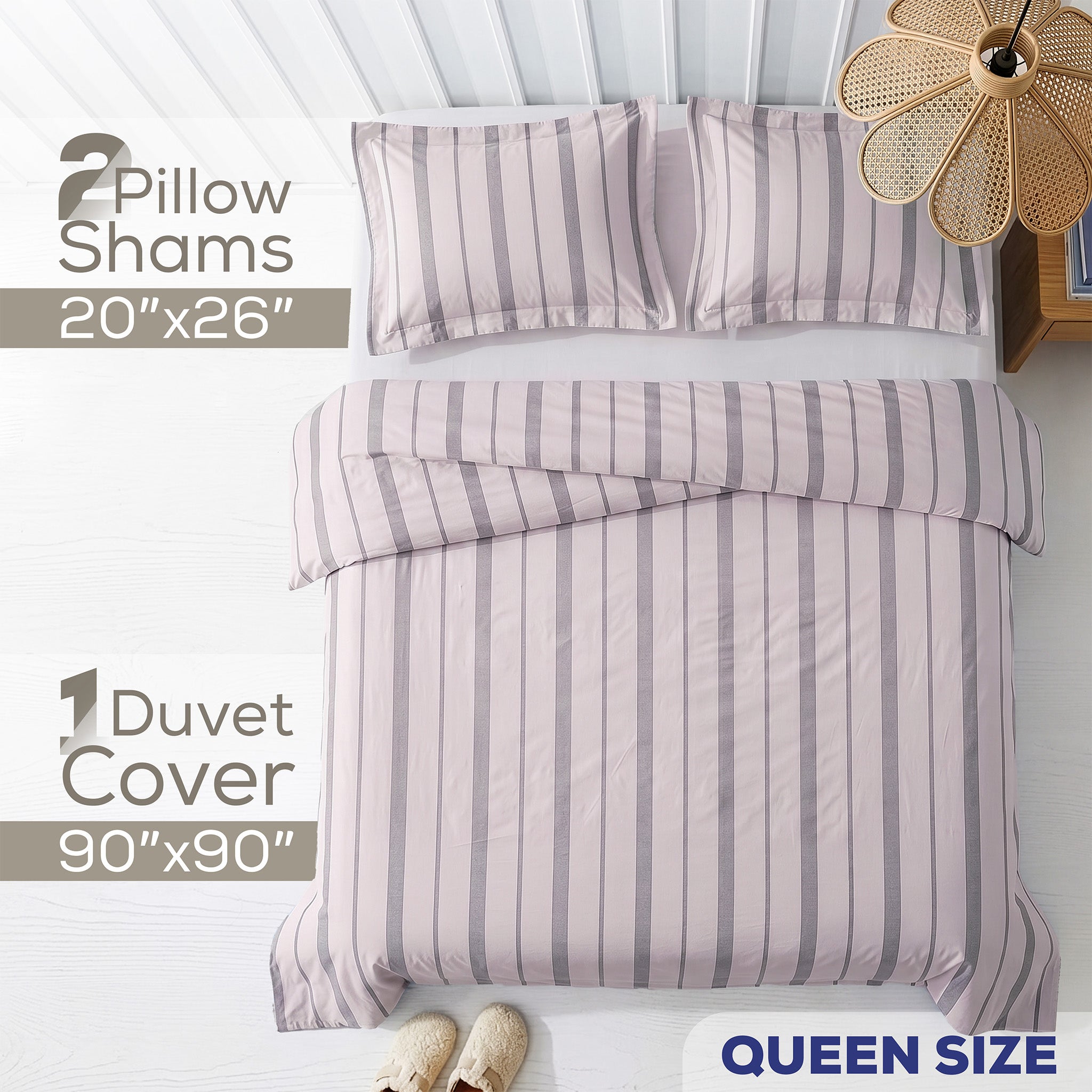Wholesale 100% Washed Cotton Percale Duvet Cover Set – 200TC Yarn-Dyed Striped Hotel Bedding Set
