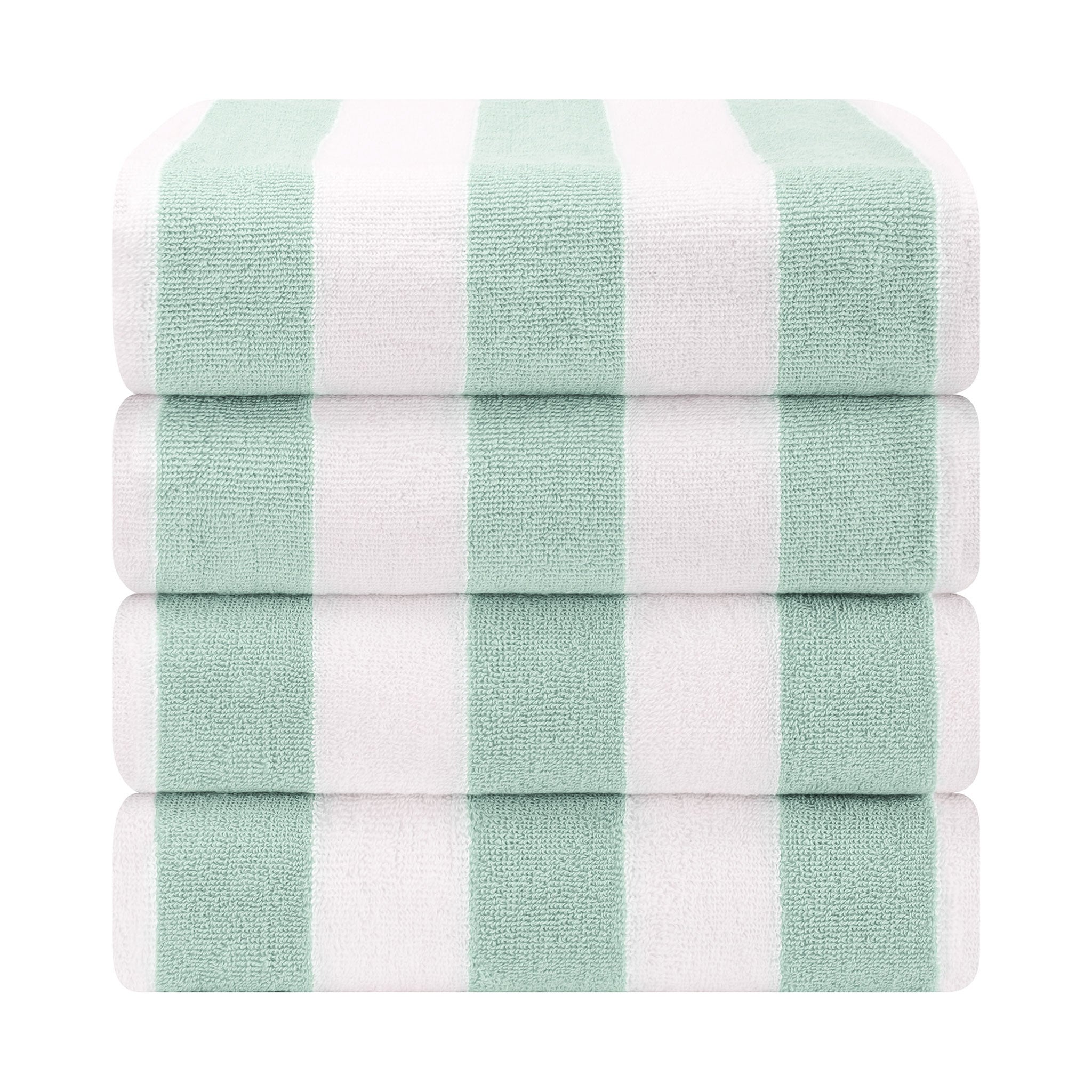 American Soft Linen 100% Cotton 4 Pack Beach Towels Cabana Striped Pool Towels -mint-2