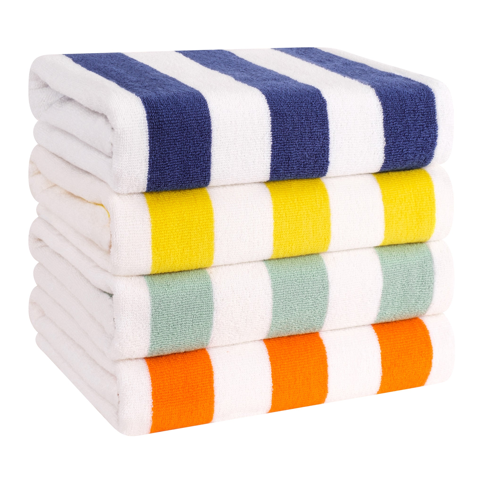 American Soft Linen 100% Cotton 4 Pack Beach Towels Cabana Striped Pool Towels -mix-1