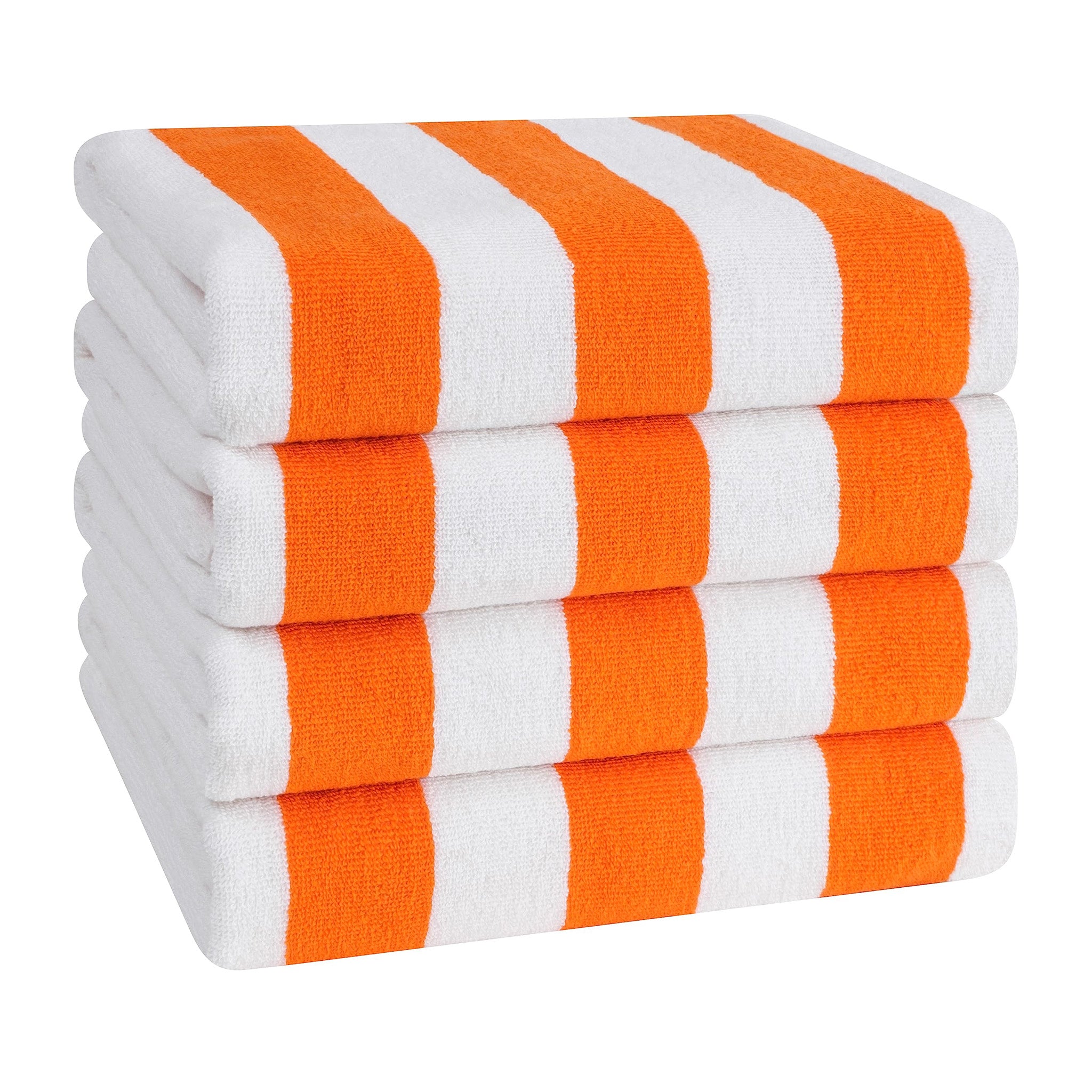 American Soft Linen 100% Cotton 4 Pack Beach Towels Cabana Striped Pool Towels -orange-1