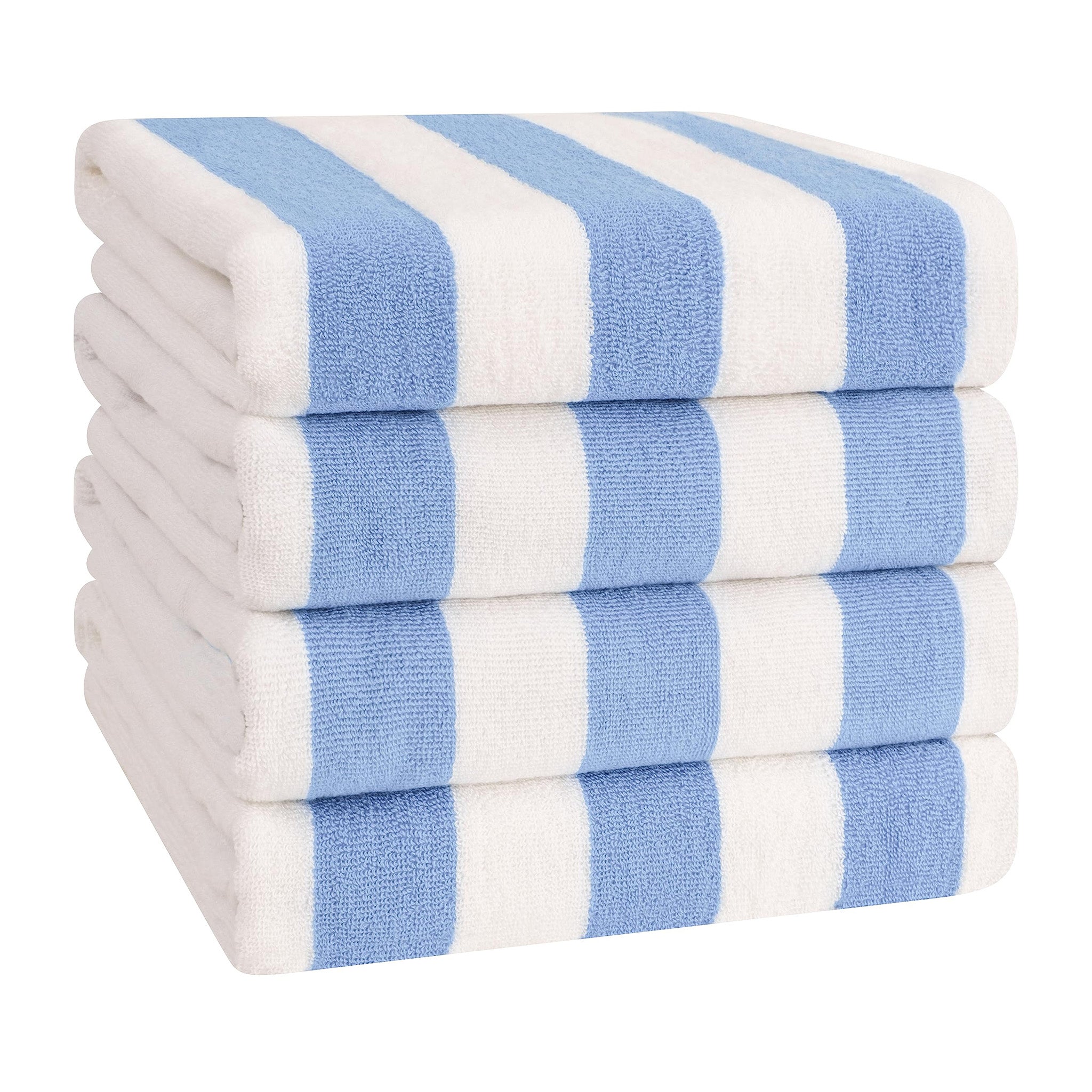 American Soft Linen 100% Cotton 4 Pack Beach Towels Cabana Striped Pool Towels -sky-blue-1