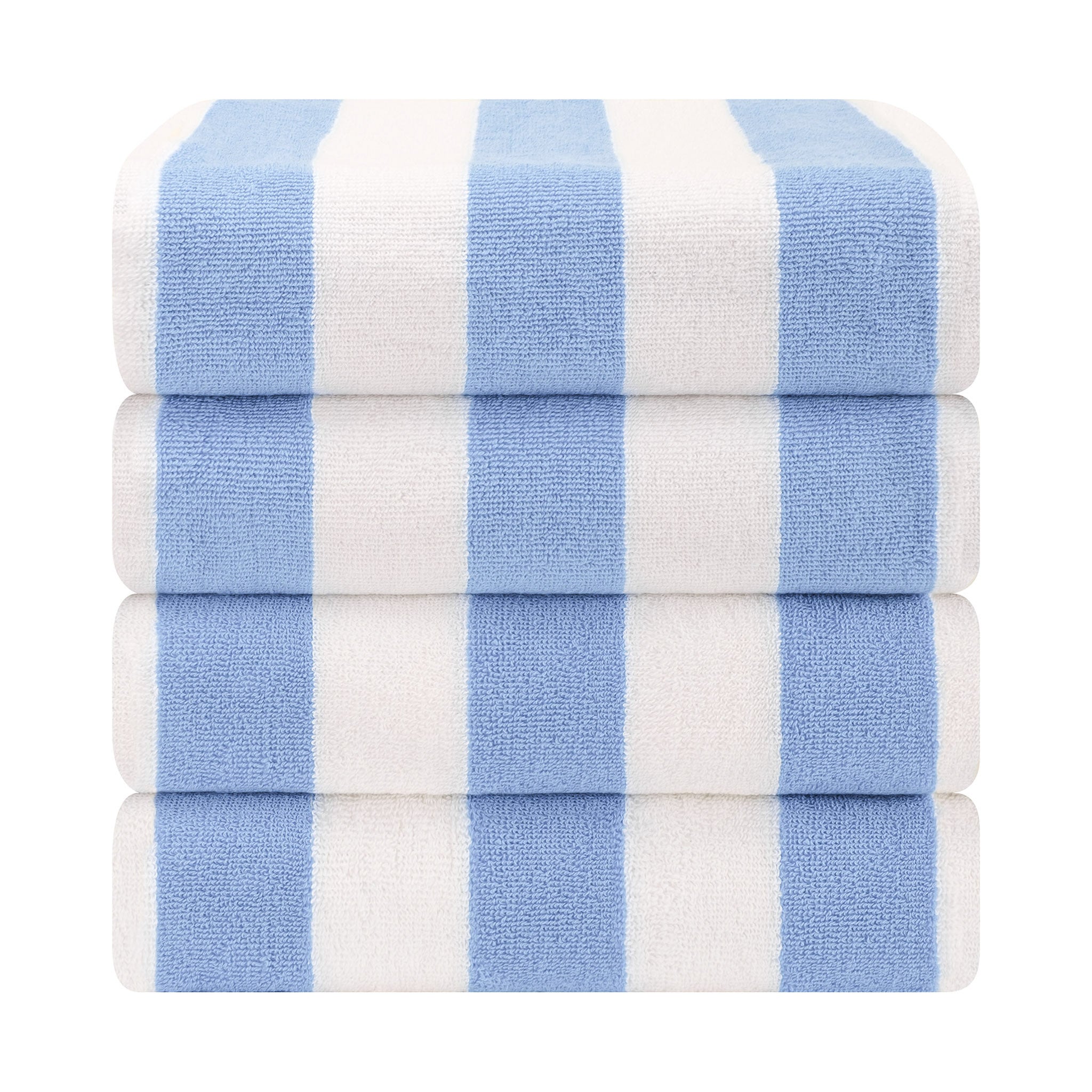 American Soft Linen 100% Cotton 4 Pack Beach Towels Cabana Striped Pool Towels -sky-blue-2