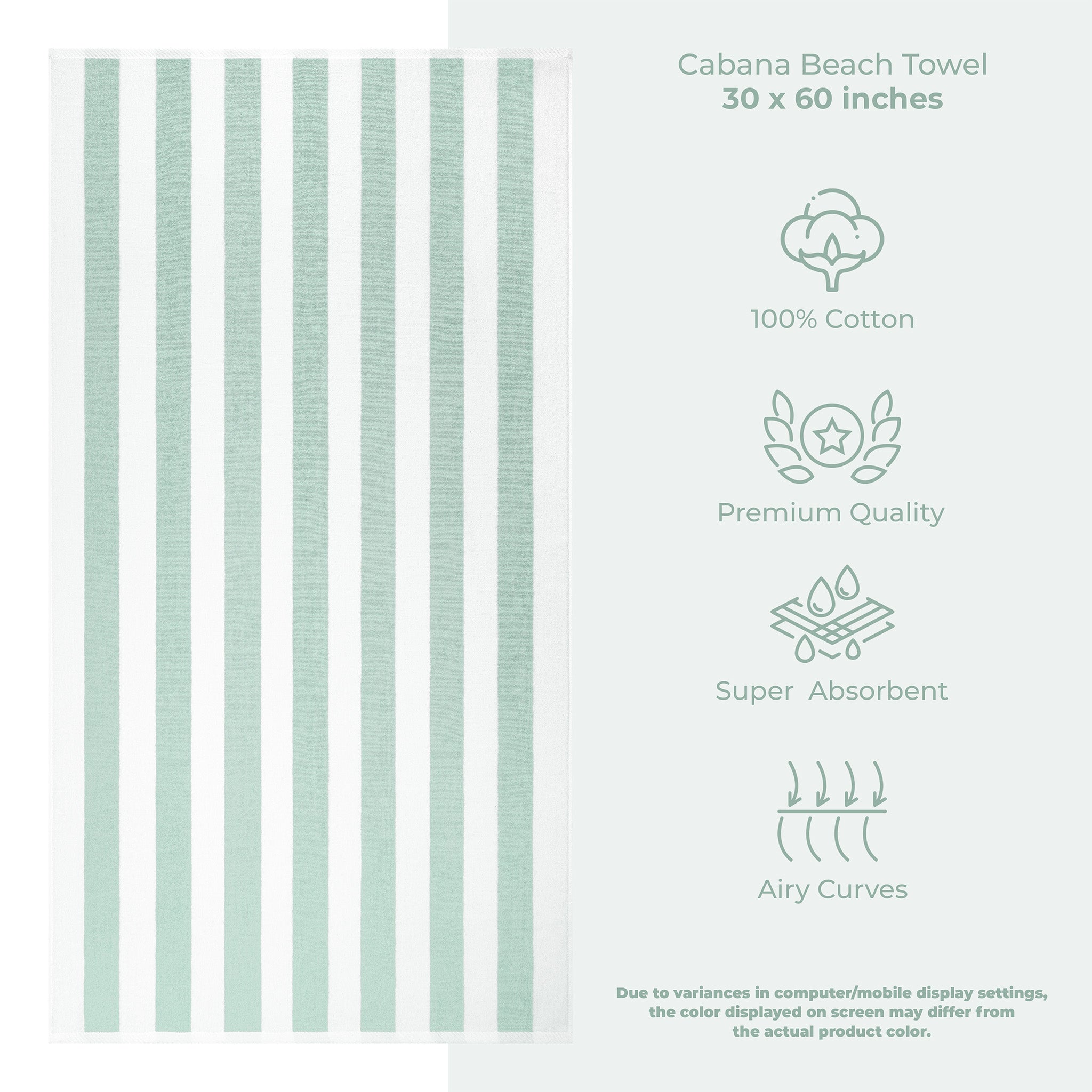 American Soft Linen Cabana Oversized Beach Towel -mint-white-3