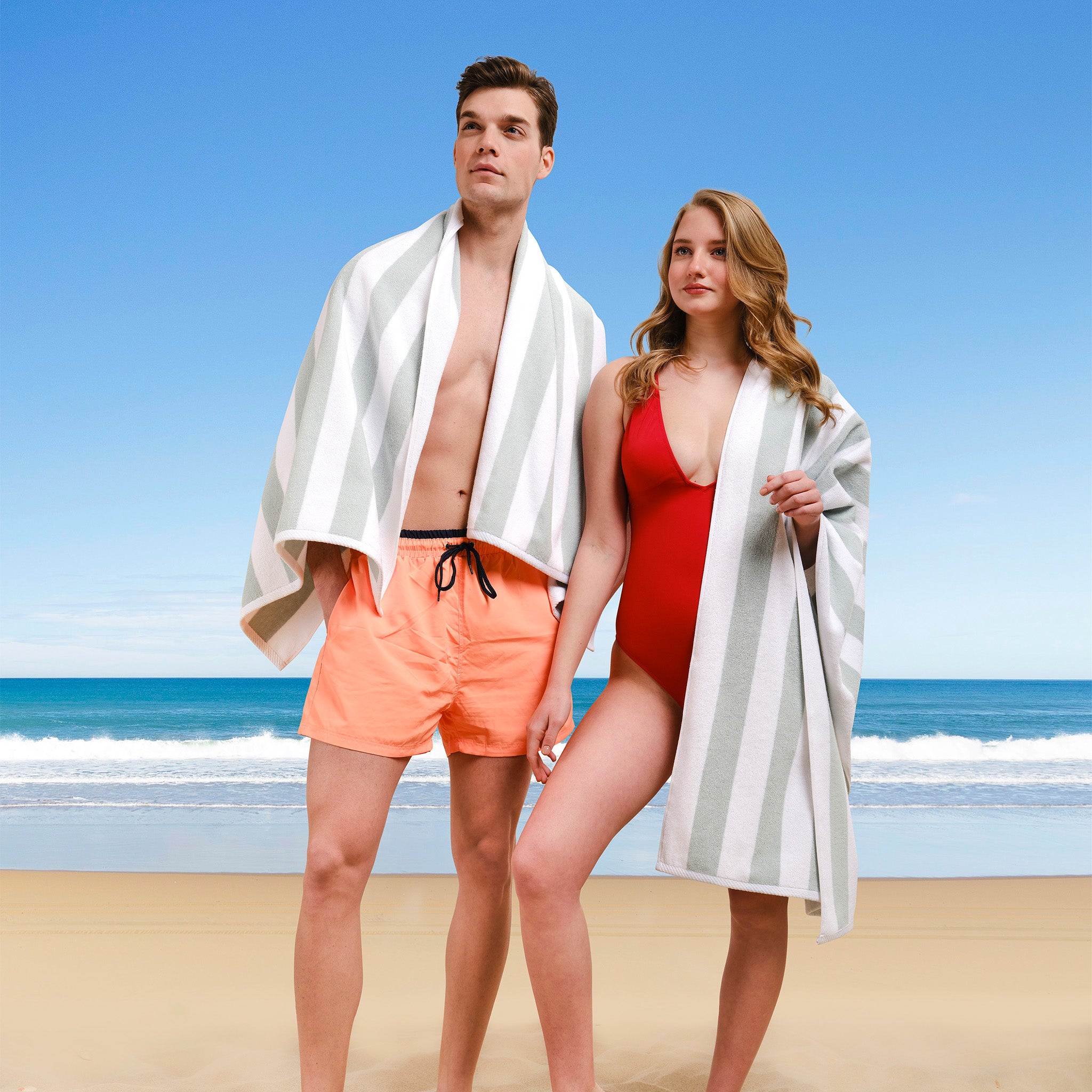 American Soft Linen Cabana Oversized Beach Towel -mint-white-7