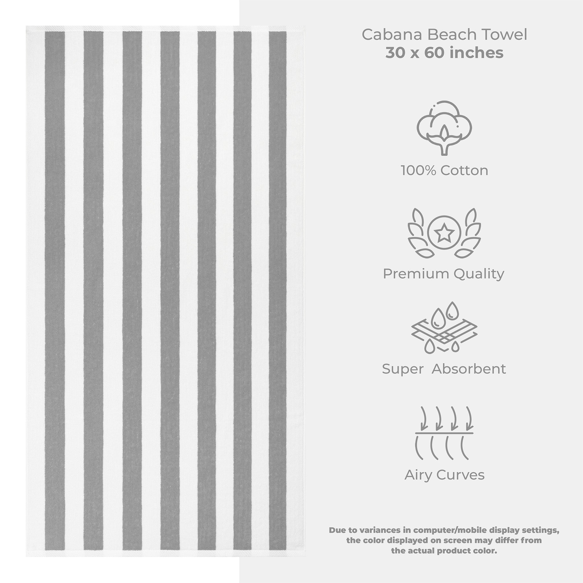 American Soft Linen Cabana Oversized Beach Towel -rockridge-gray-white-3