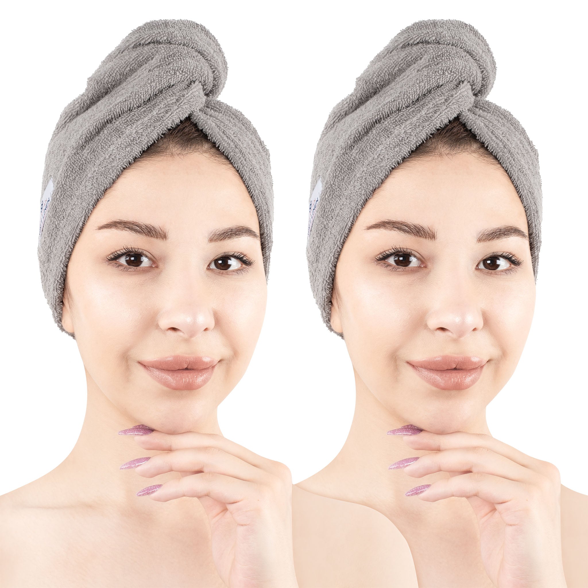 American Soft Linen 100% Cotton Hair Drying Towels for Women 2 pack 75 set case pack rockridge gray-1