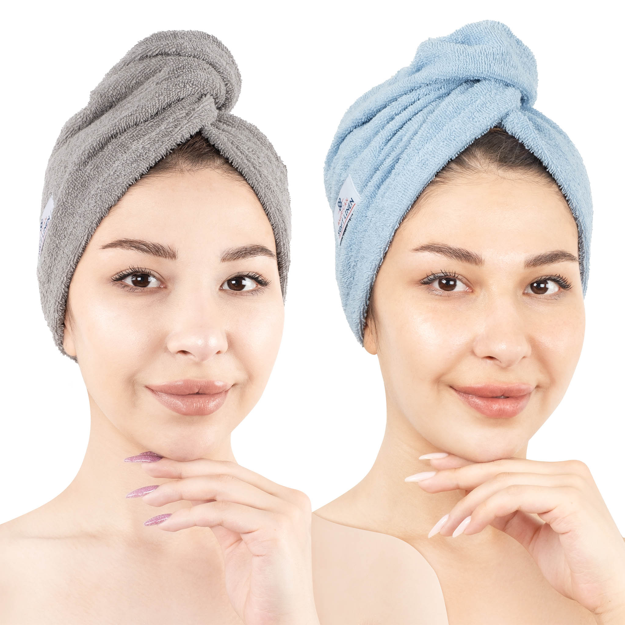 American Soft Linen 100% Cotton Hair Drying Towels for Women Rockridge-Sky Blue-1