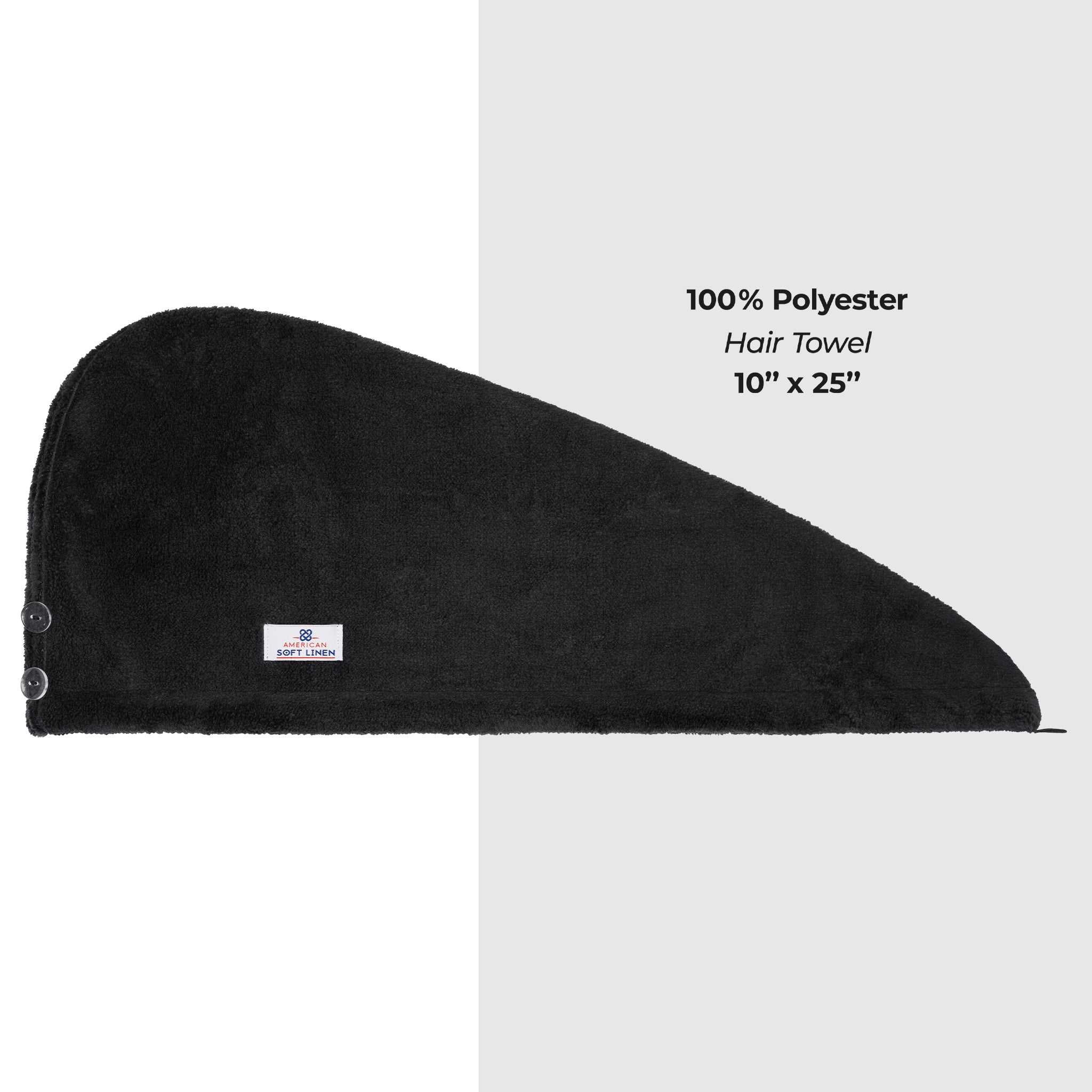 American Soft Linen Extremely Soft Super Absorbent and Fast Drying Hair Towel -2-packed-black-4