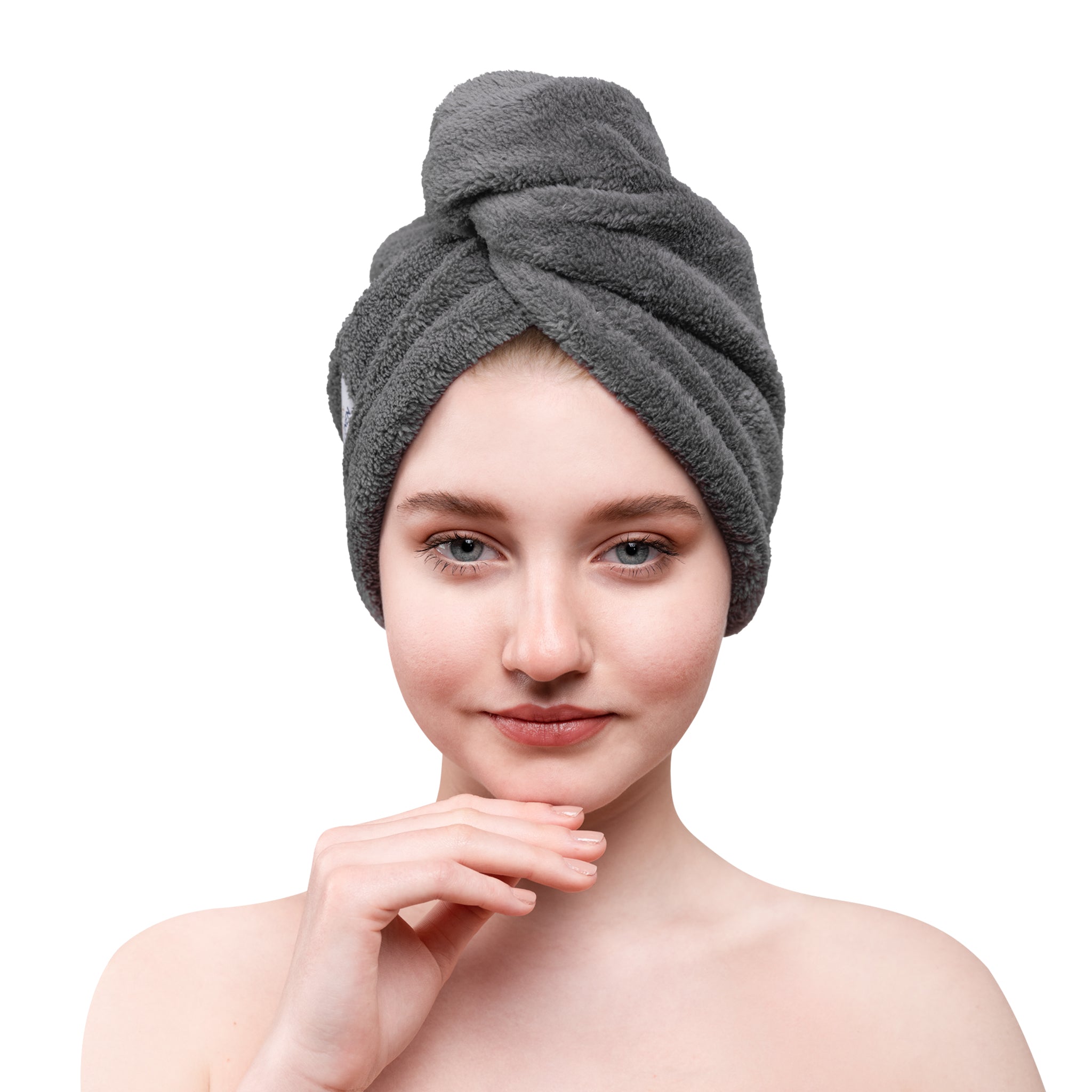 American Soft Linen Extremely Soft Super Absorbent and Fast Drying Hair Towel -2-packed-gray-1