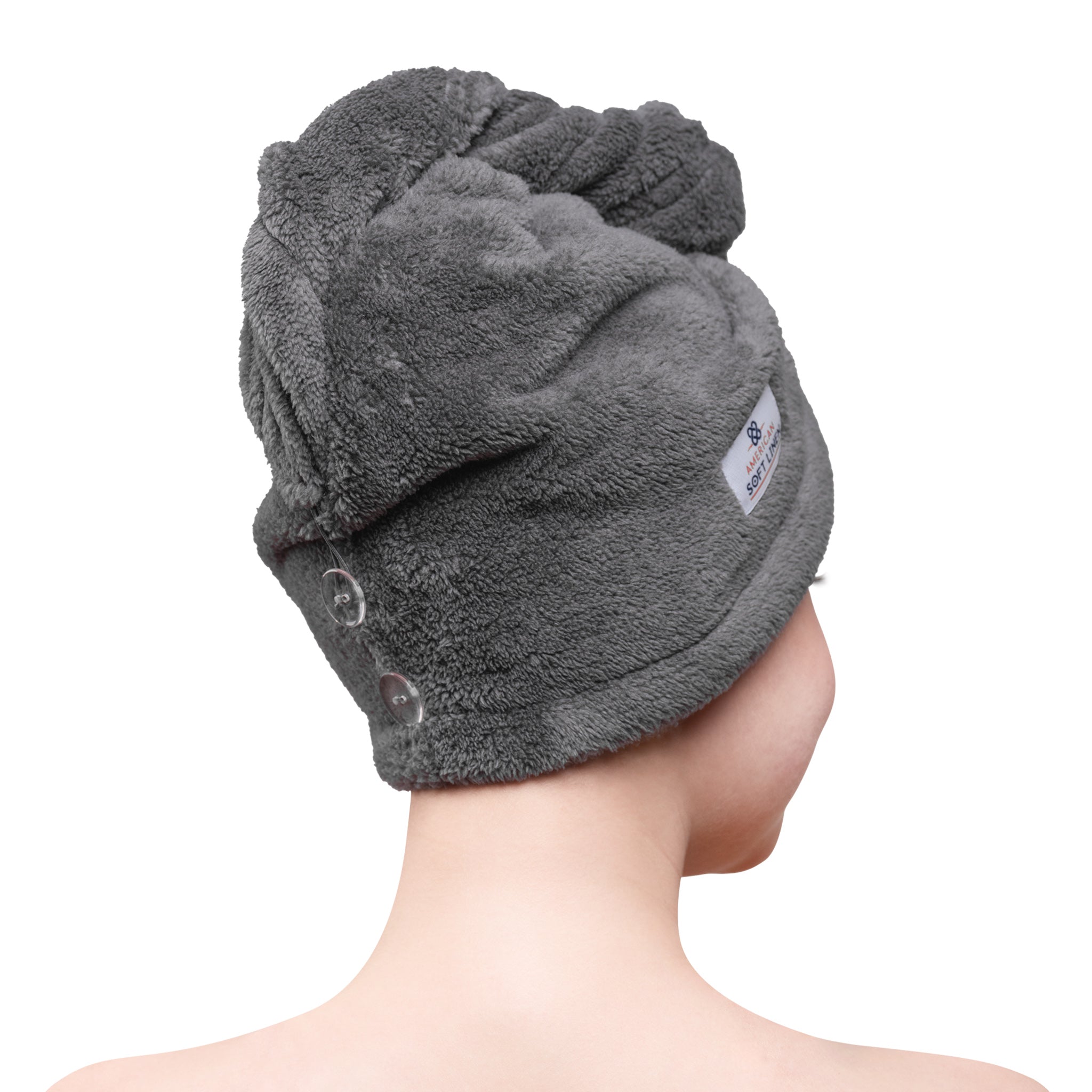 American Soft Linen Extremely Soft Super Absorbent and Fast Drying Hair Towel -2-packed-gray-3