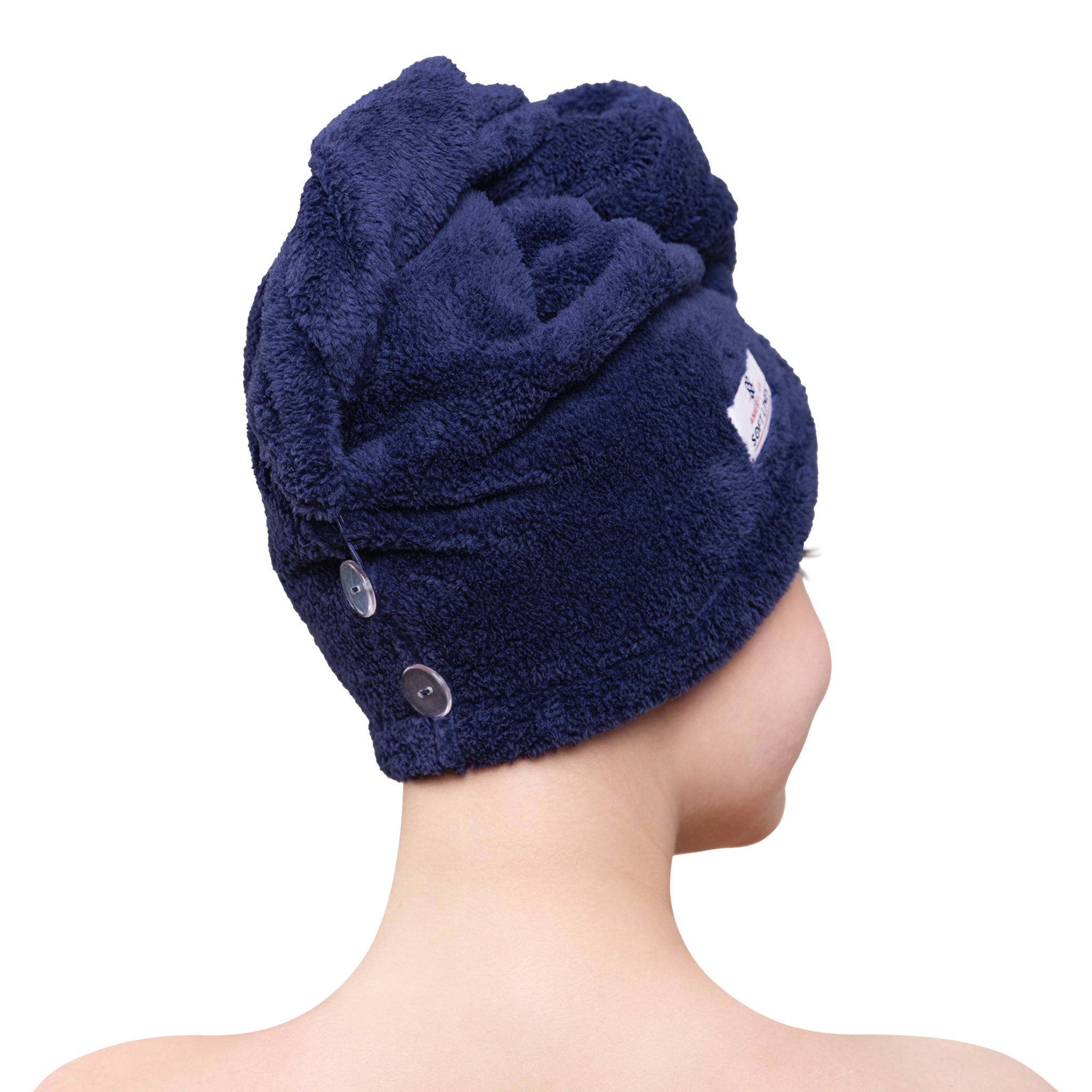 American Soft Linen Extremely Soft Super Absorbent and Fast Drying Hair Towel -2-packed-blue-3