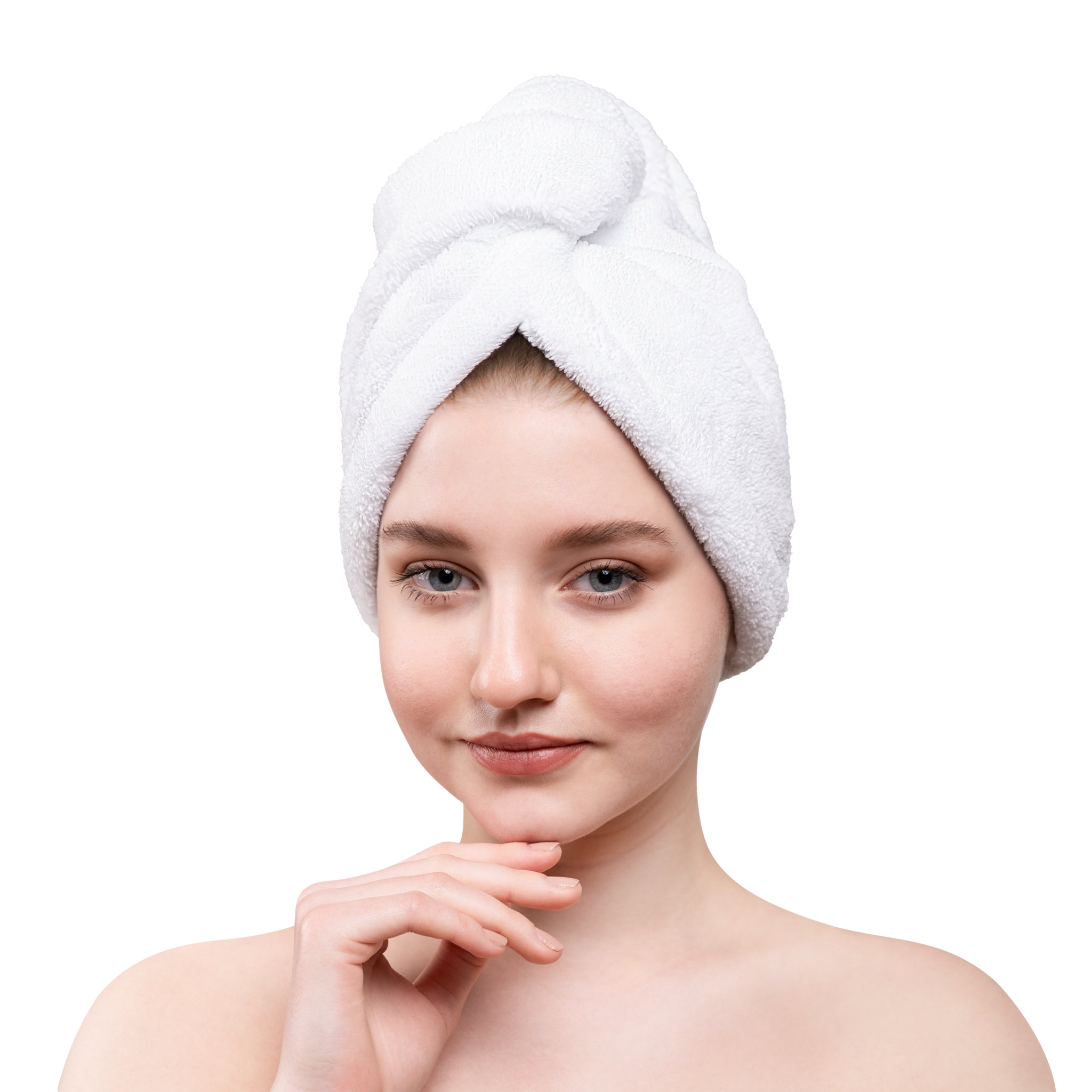 American Soft Linen Extremely Soft Super Absorbent and Fast Drying Hair Towel -2-packed-white-1