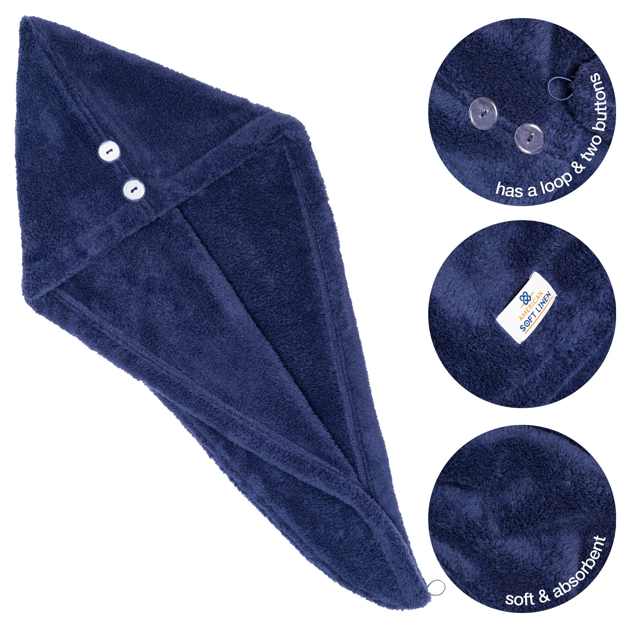 American Soft Linen Extremely Soft Super Absorbent and Fast Drying Hair Towel -blue-5
