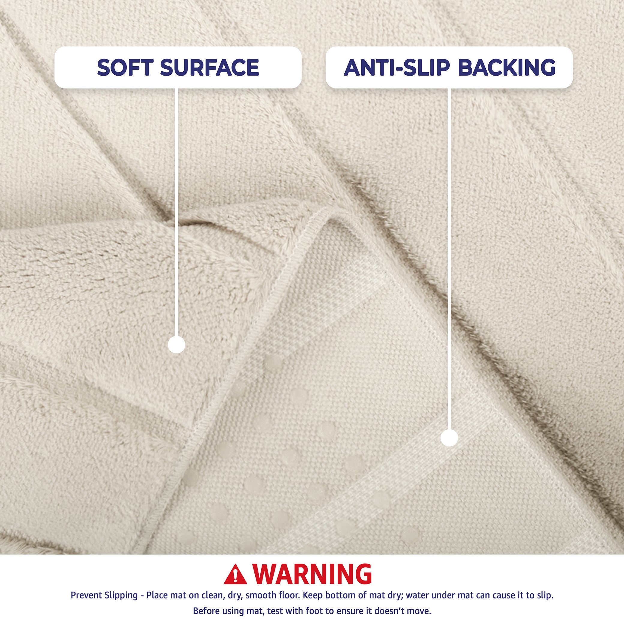 American Soft Linen Katiy Bath Rug – 21x34 Inches Non-Slip Premium Cotton Comfort - Bath Mats for Bathroom