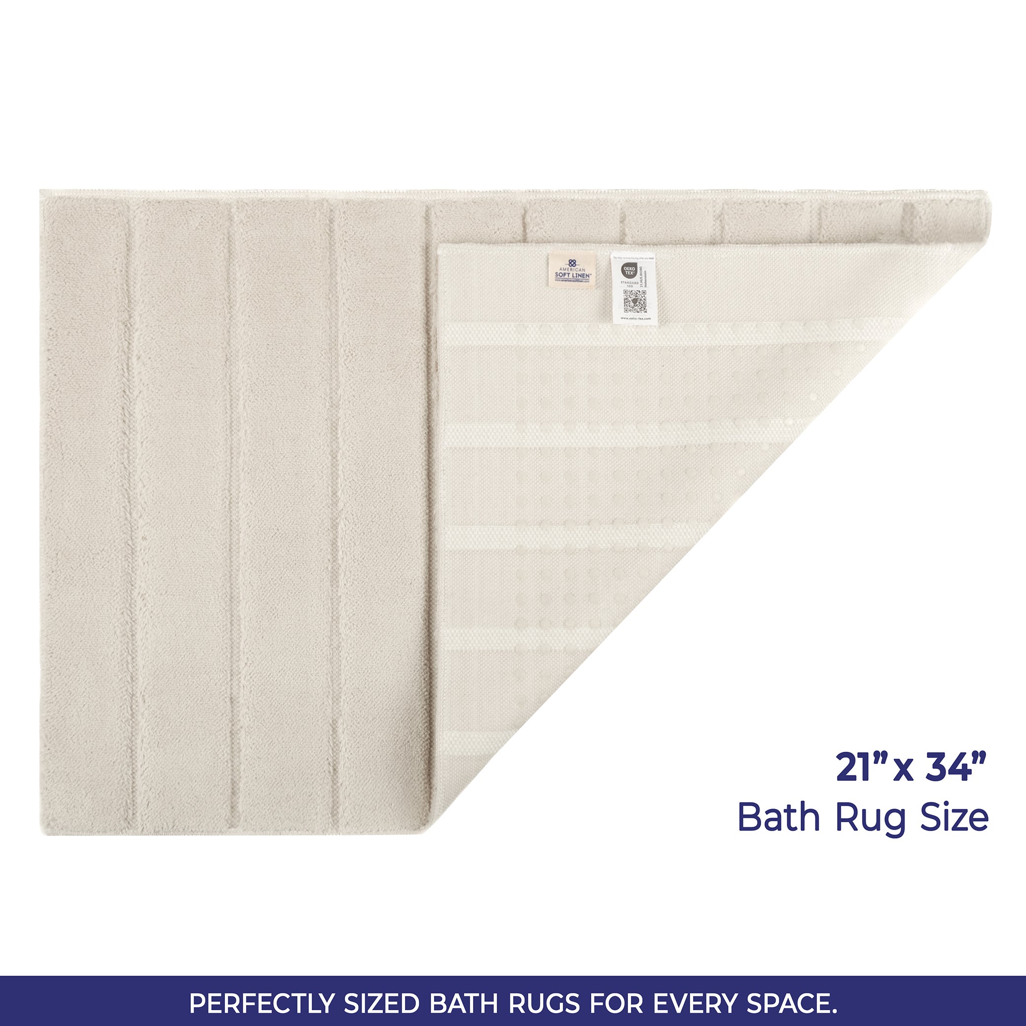 American Soft Linen Katiy Bath Rug – 21x34 Inches Non-Slip Premium Cotton Comfort - Bath Mats for Bathroom