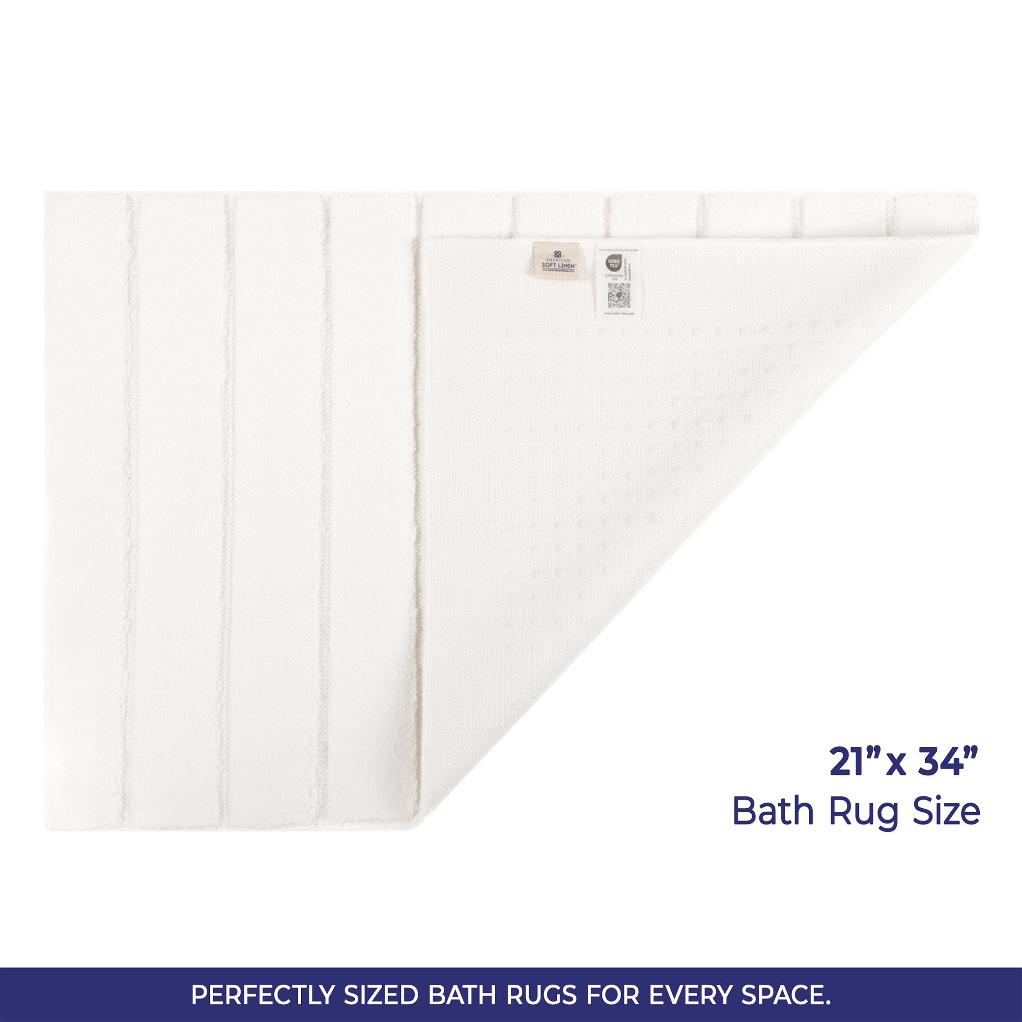 American Soft Linen Katiy Bath Rug – 21x34 Inches Non-Slip Premium Cotton Comfort - Bath Mats for Bathroom