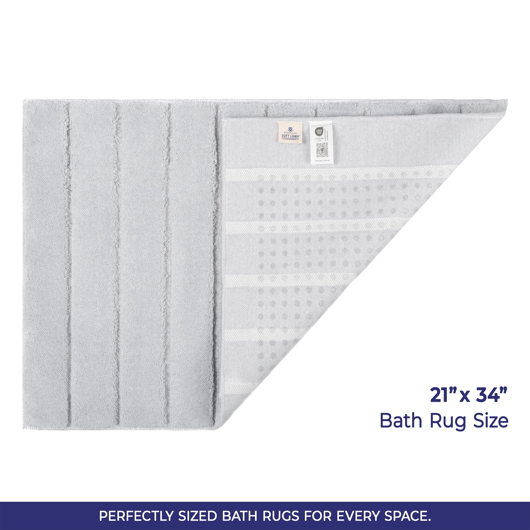 American Soft Linen Katiy Bath Rug – 21x34 Inches Non-Slip Premium Cotton Comfort - Bath Mats for Bathroom