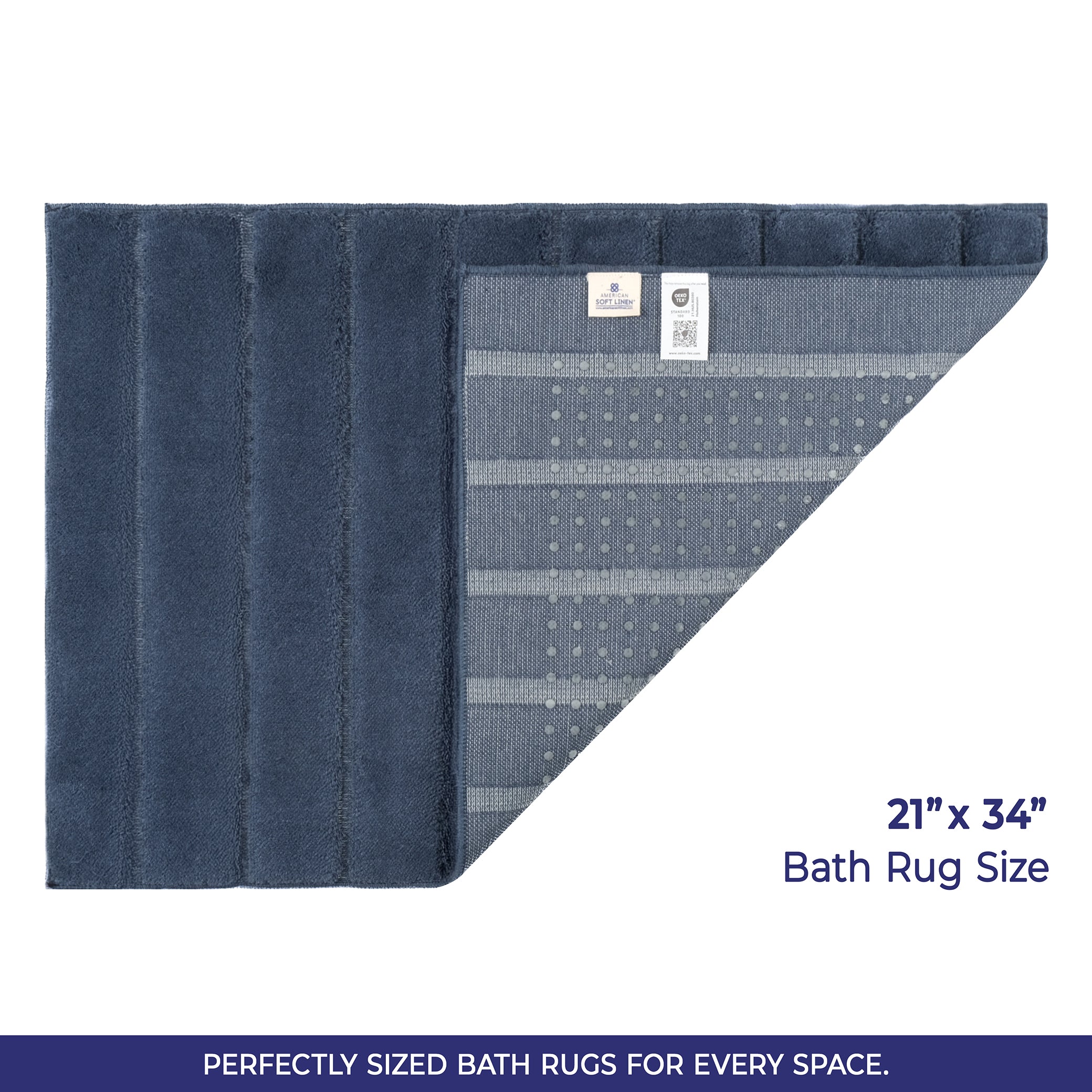 American Soft Linen Katiy Bath Rug – 21x34 Inches Non-Slip Premium Cotton Comfort - Bath Mats for Bathroom