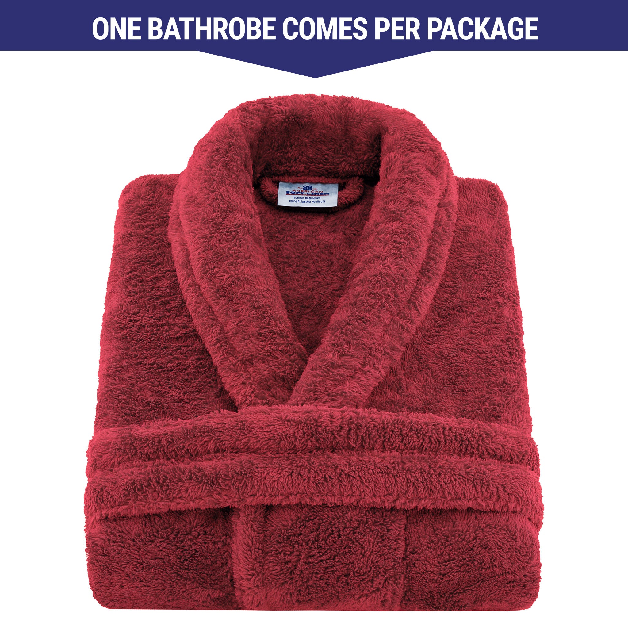 American Soft Linen Super Soft Absorbent and Fluffy Unisex Fleece Bathrobe -12 Set Case Pack -L-XL-Bordeaux-red-2