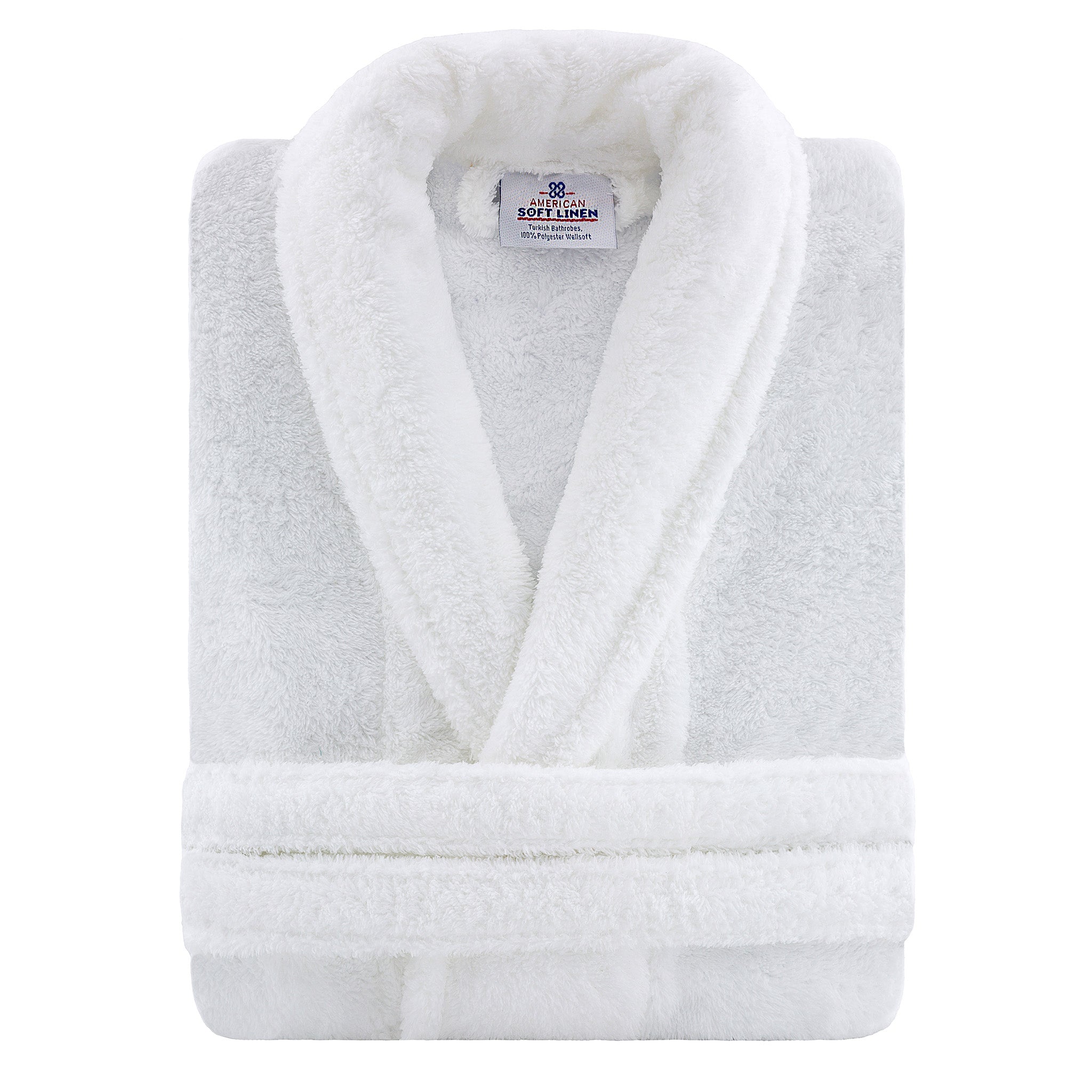 American Soft Linen Super Soft, Absorbent and Fluffy, Unisex Fleece Bathrobe L-XL-white-3