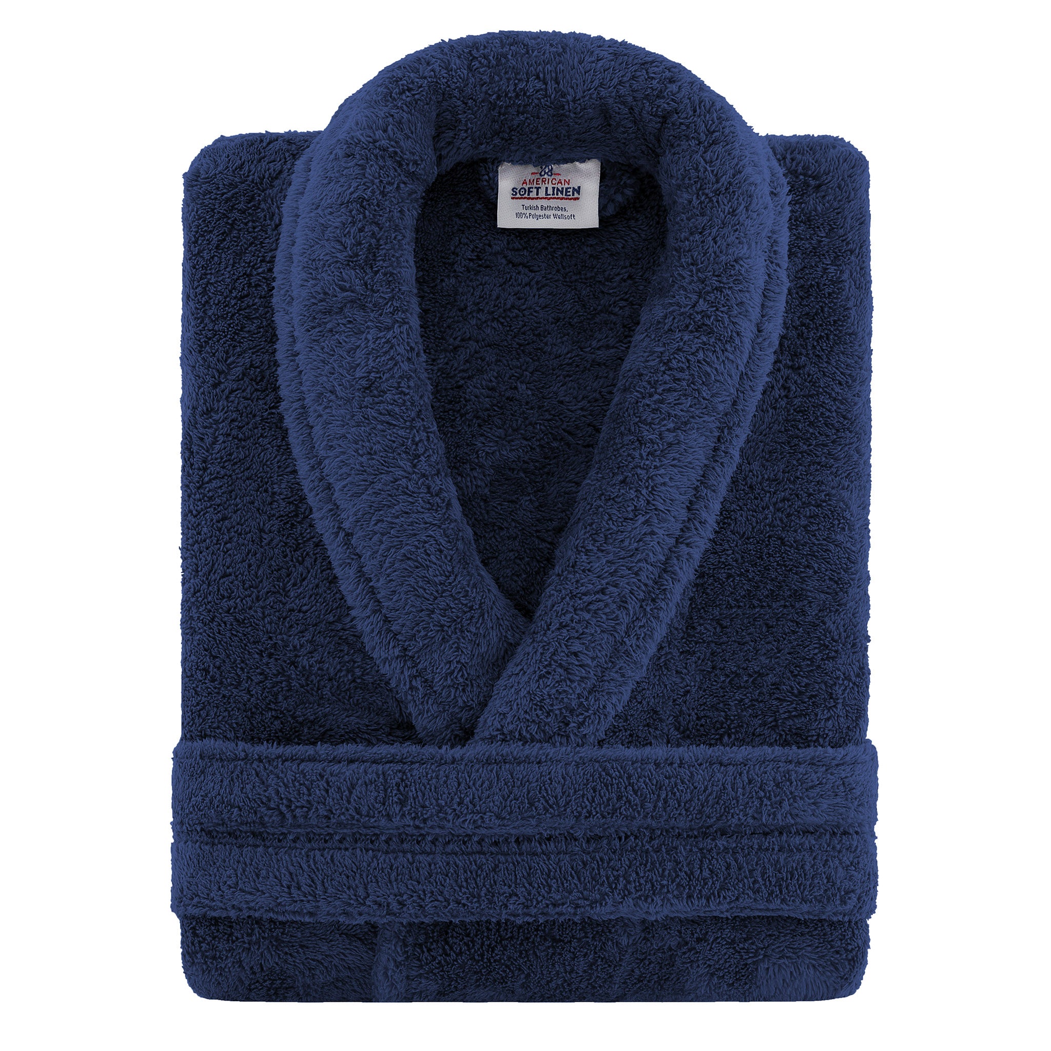 American Soft Linen Super Soft Absorbent and Fluffy Unisex Fleece Bathrobe -12 Set Case Pack -M-L-navy-blue-3