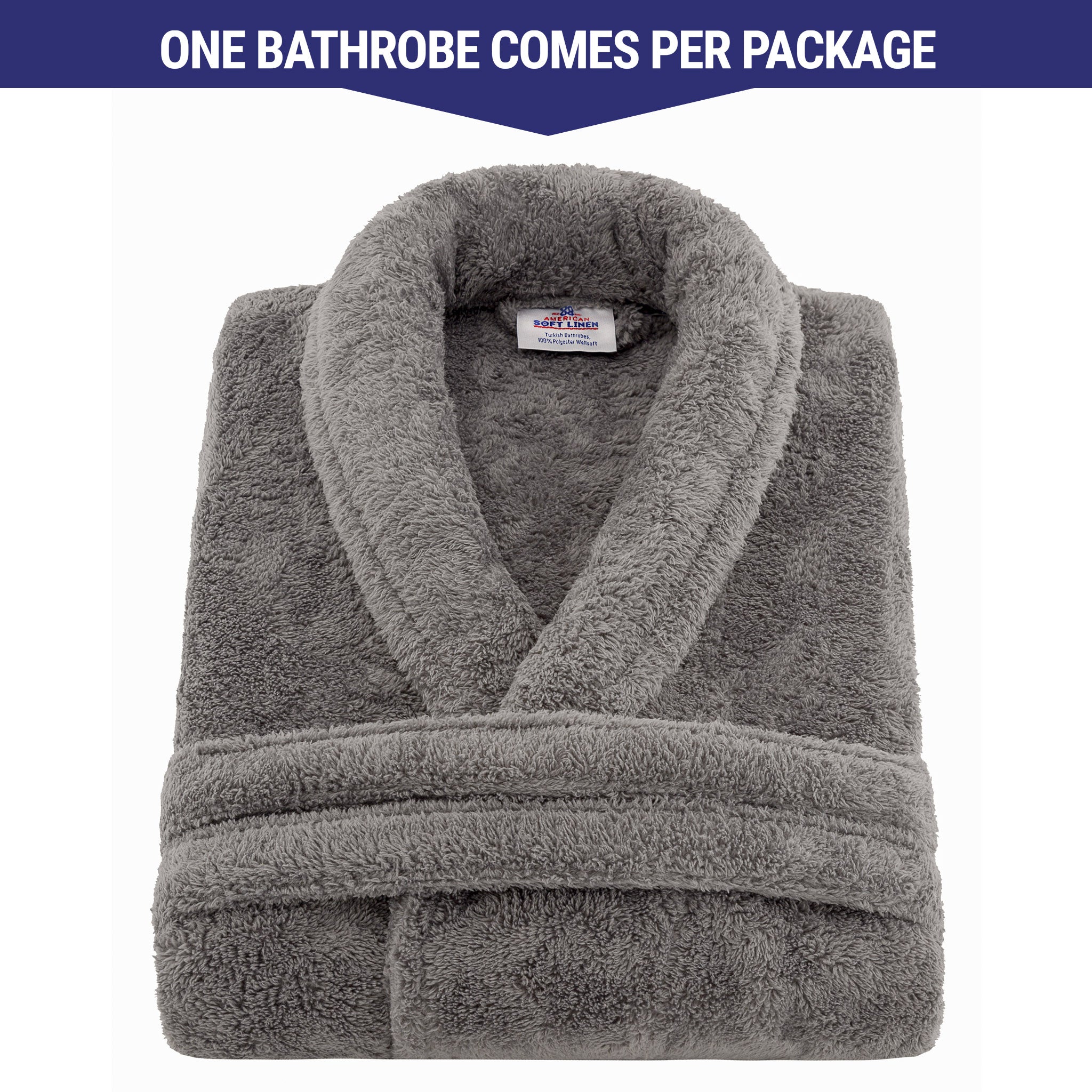 American Soft Linen Super Soft, Absorbent and Fluffy, Unisex Fleece Bathrobe S-M-gray-2