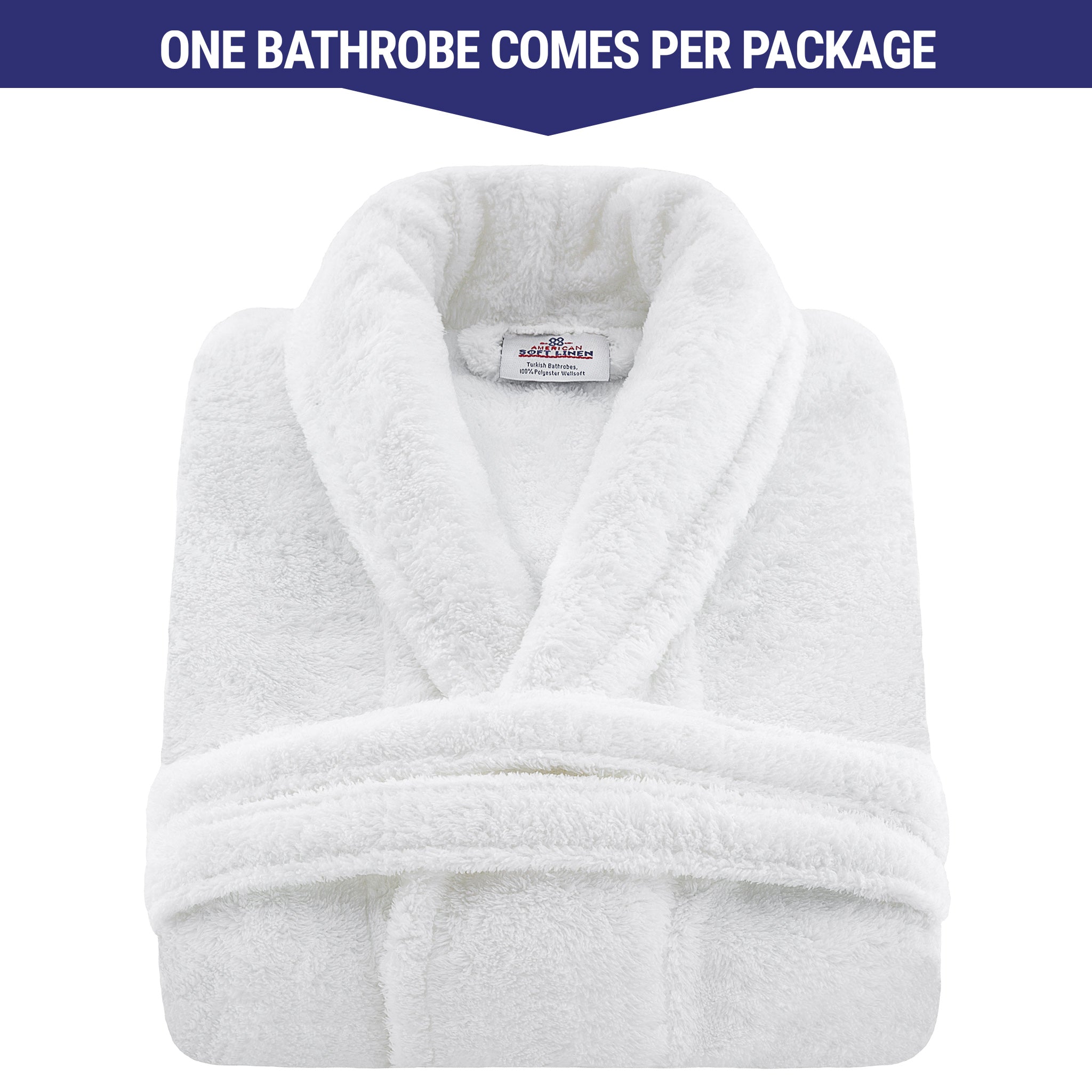 American Soft Linen Super Soft, Absorbent and Fluffy, Unisex Fleece Bathrobe S-M-white-2